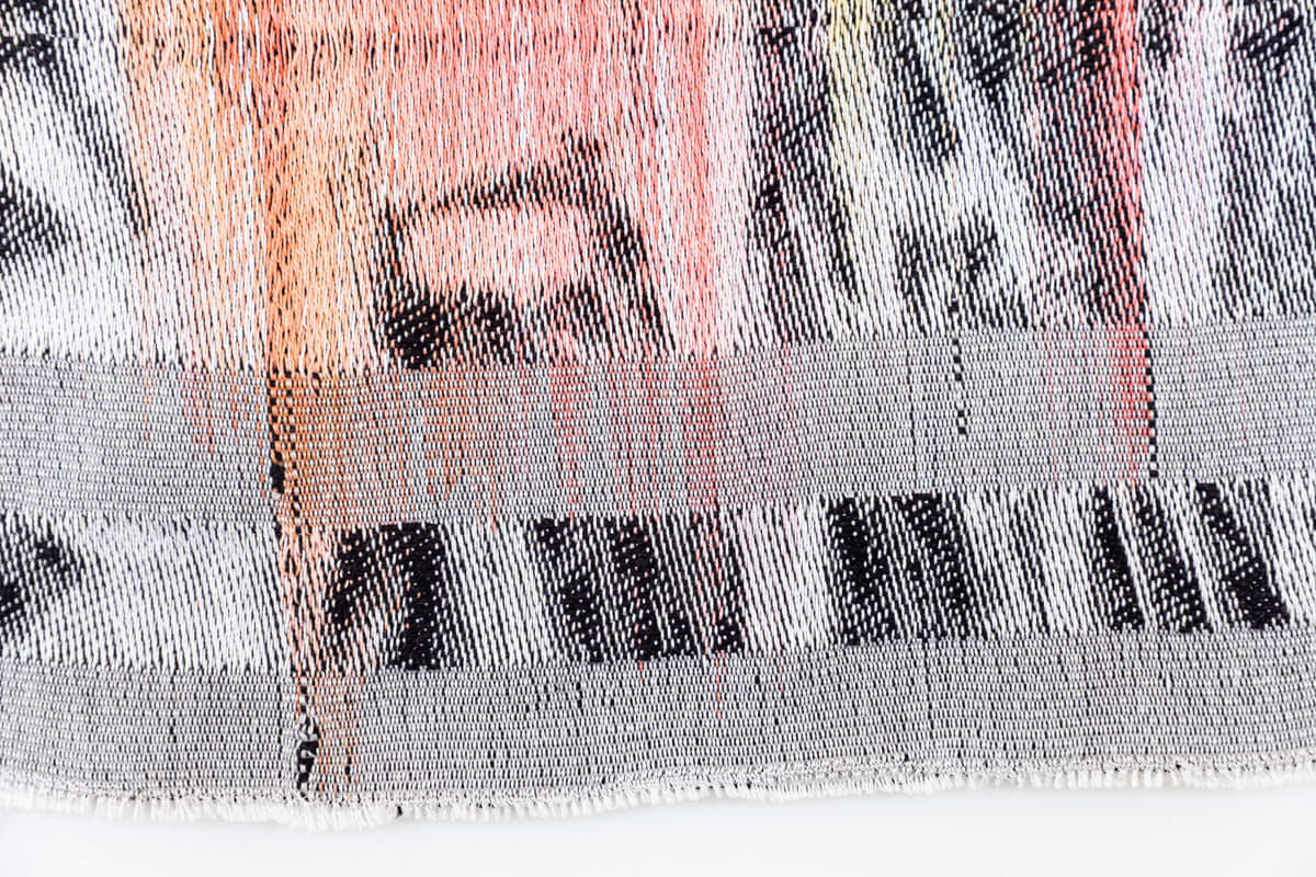 summer night, 2023, Handwoven and hand-dyed cotton, solid walnut frame