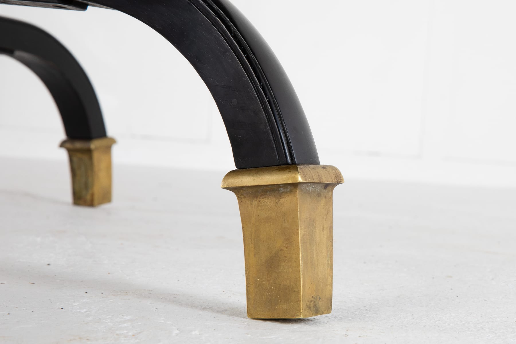SOLD, 1950s Ebonised Spanish Table with Brass Bound Top