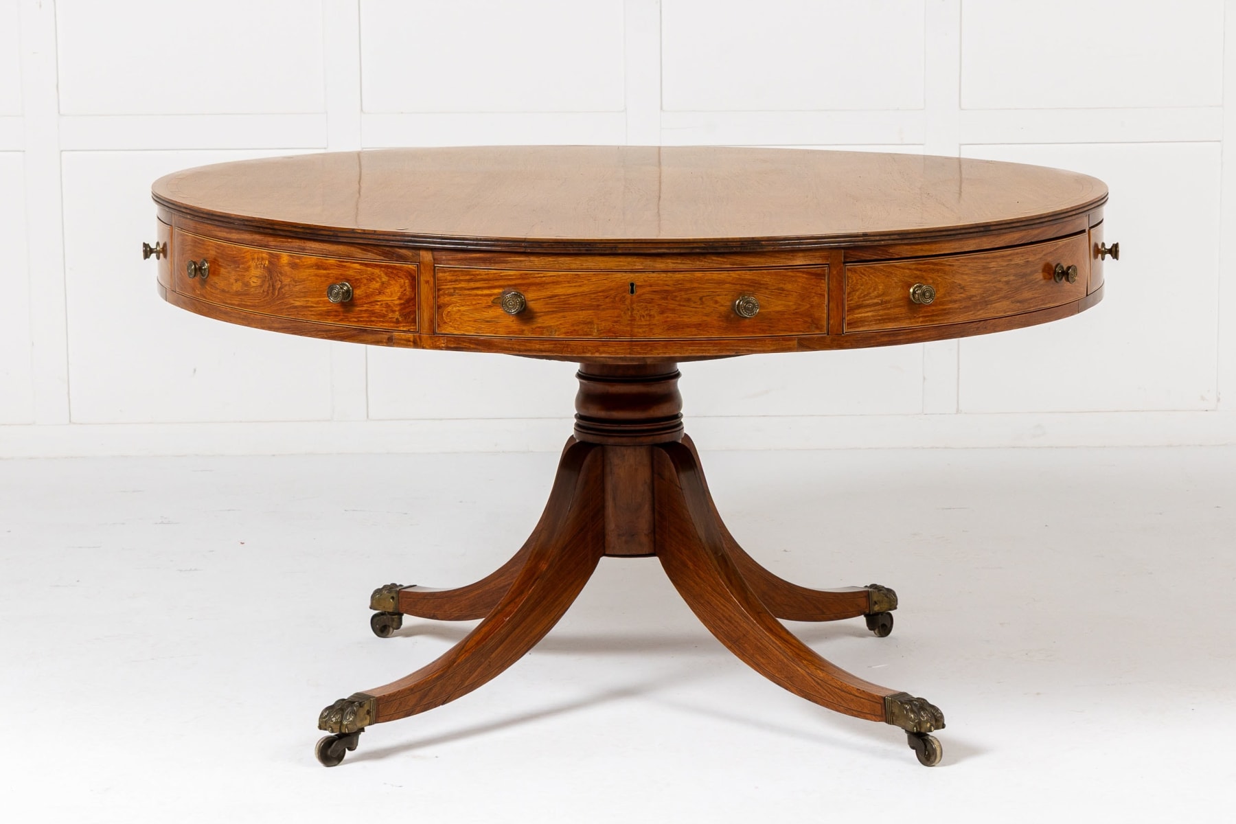 19th Century English Regency Teak Drum Table