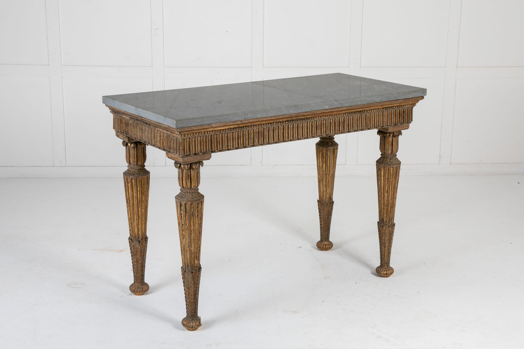 18th Century Italian Gilded Console Table with Marble Top