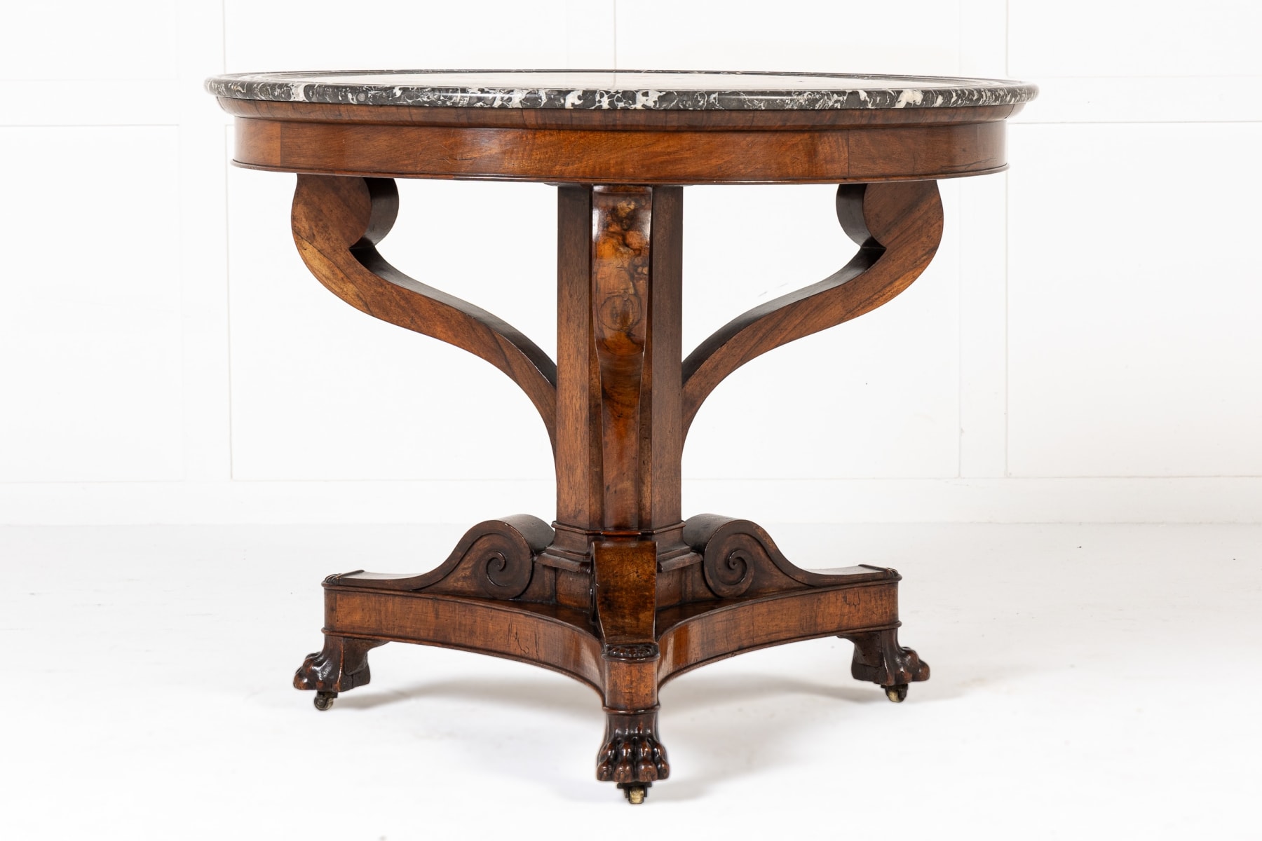 19th Century French Walnut Centre Table with Marble Top
