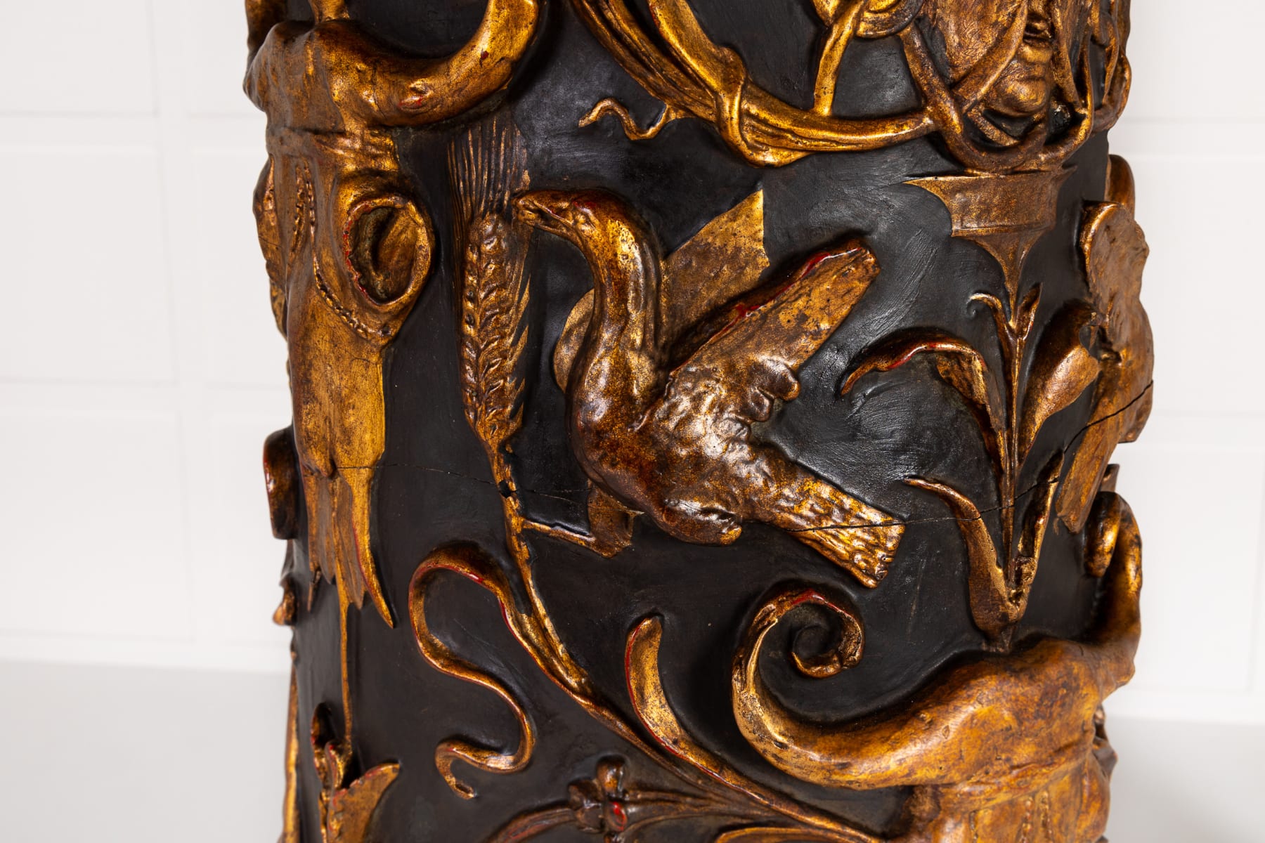 Pair of Grand Scale 19th Century Italian Painted and Parcel Gilt Columns