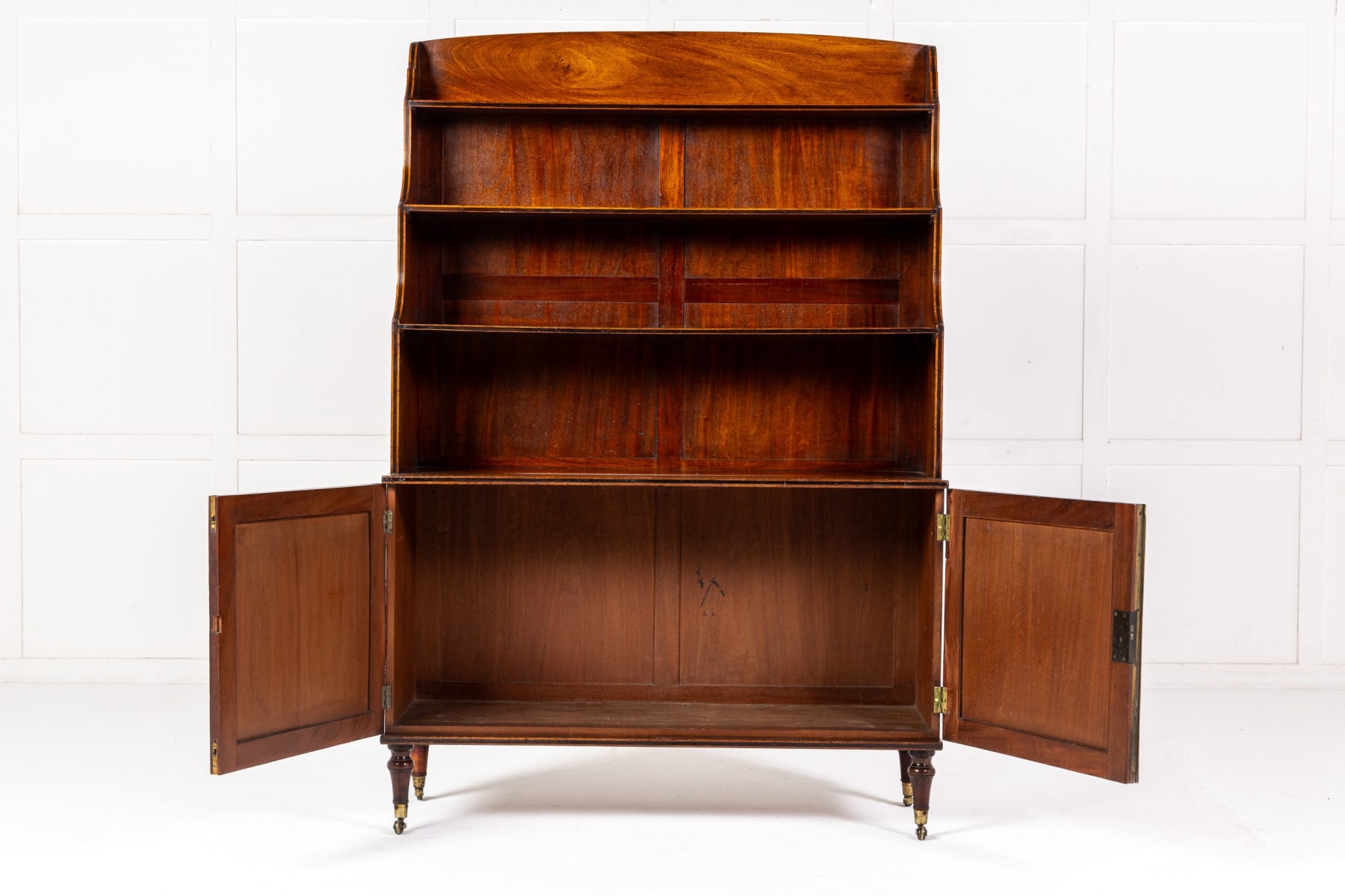 19th Century English Regency Mahogany Waterfall Bookcase