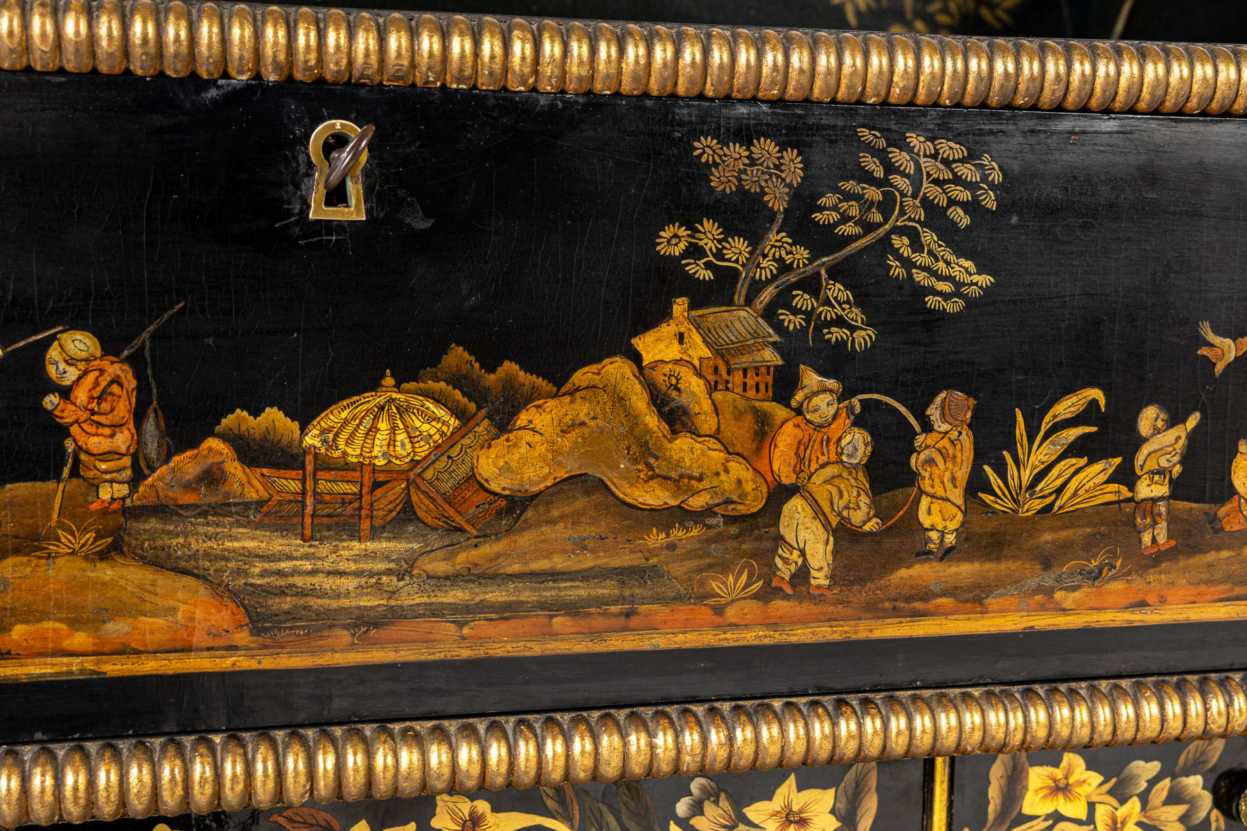 Important 19th Century Regency Period Japanned Side Cabinet