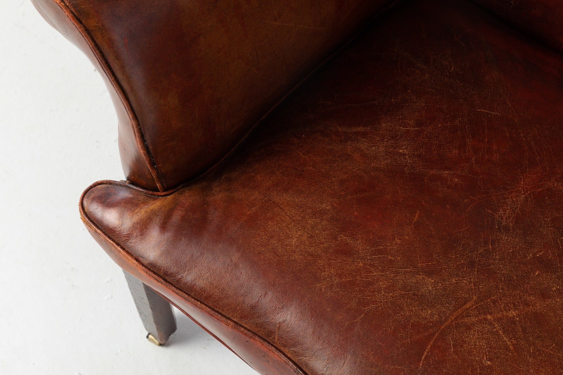 SOLD, George III Mahogany and Leather Wing Chair