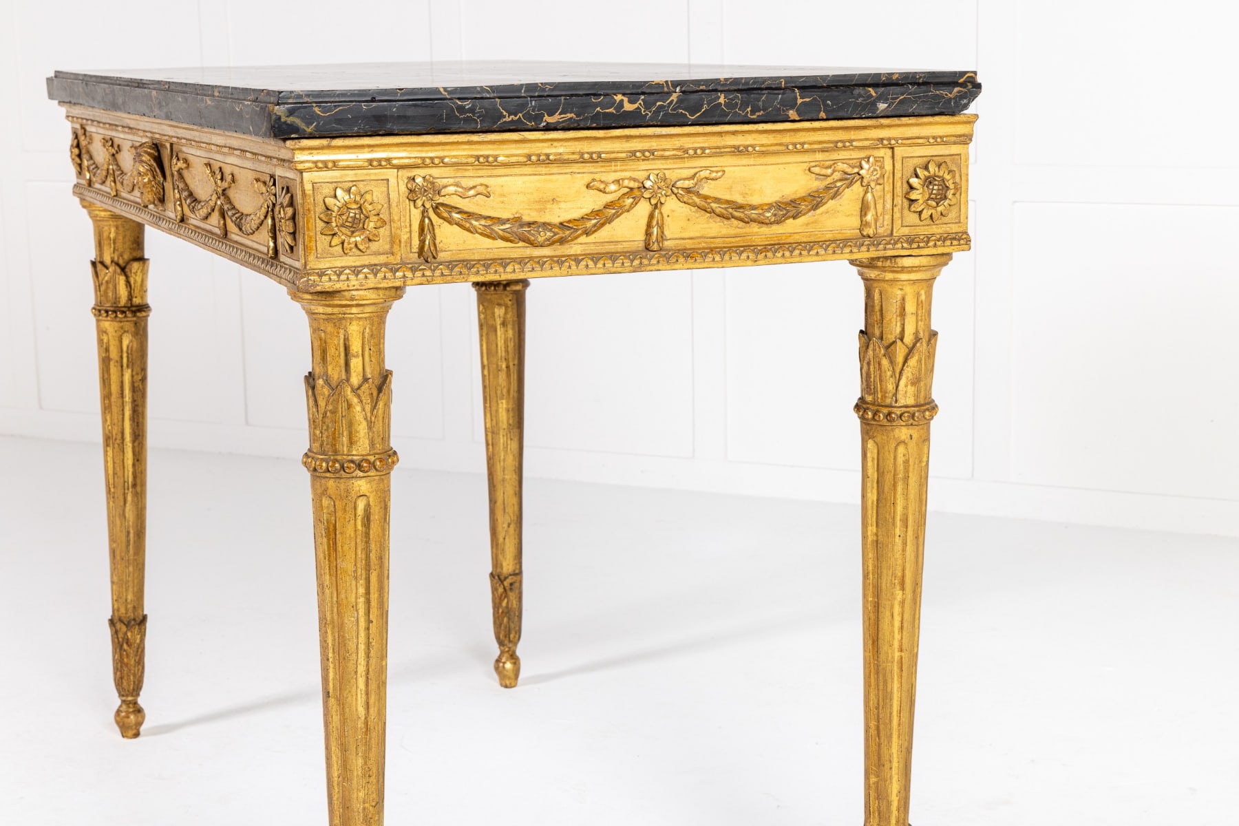 Late 18th Century Italian Giltwood Console Table with Marble Top