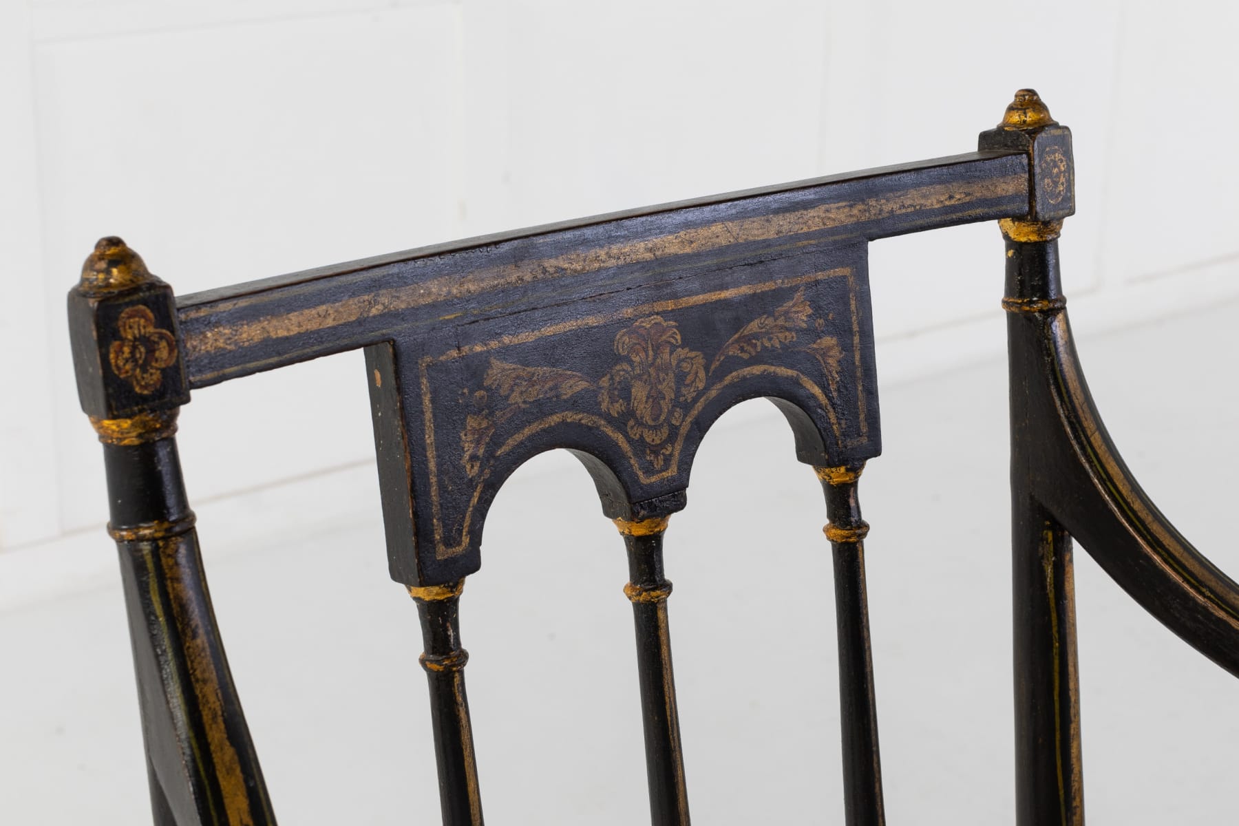 Pair of Regency Painted and Gilt Elbow Chairs
