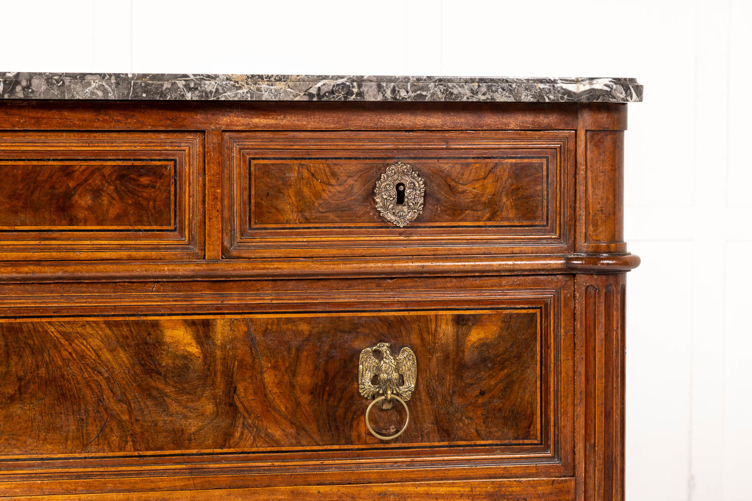 18th Century French Walnut Commode with Marble Top