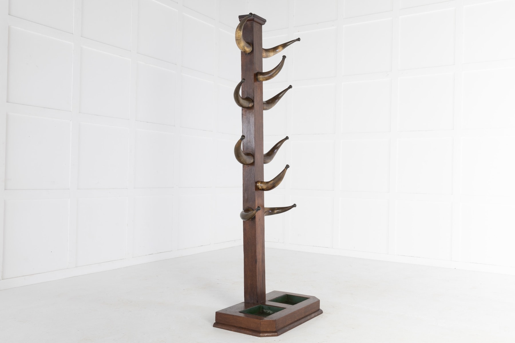 SOLD, 19th Century Edwardian Oak and Horn Hat Stand