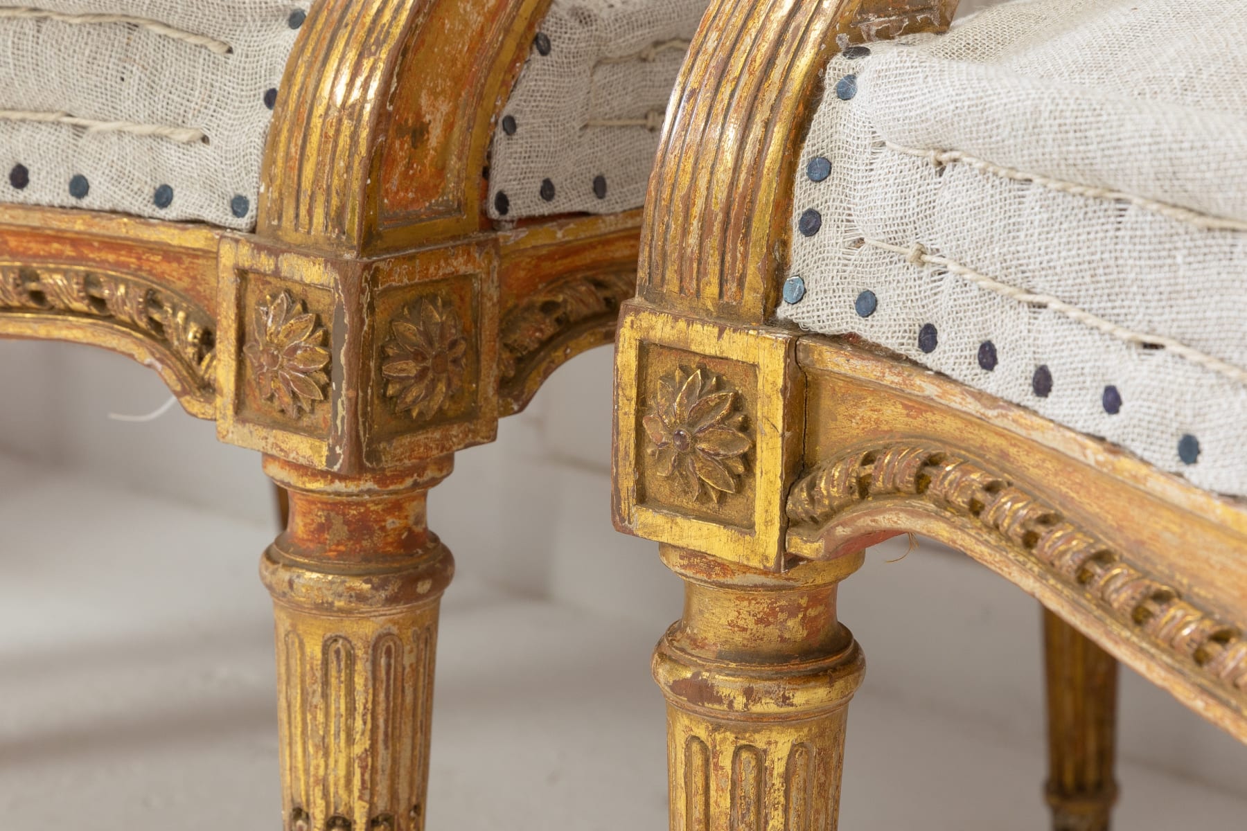 Pair of 1920s French Gilt Carved Wood Armchairs