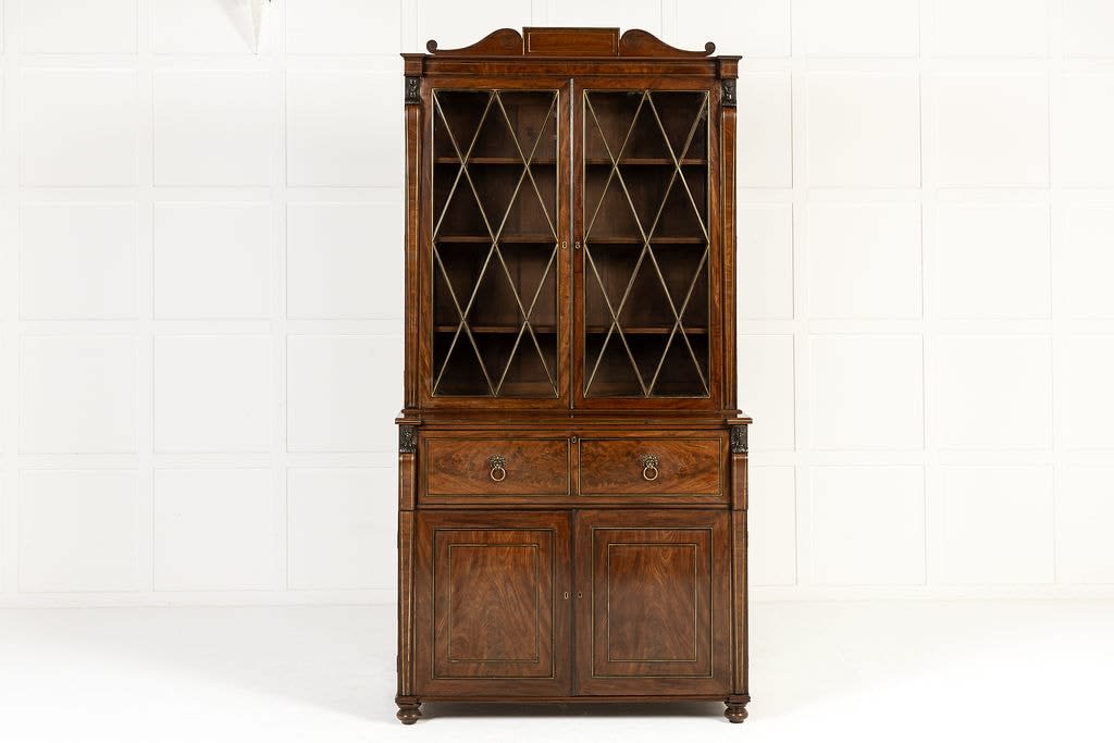 Grand Scale 19th Century English Regency Mahogany Secretaire Bookcase