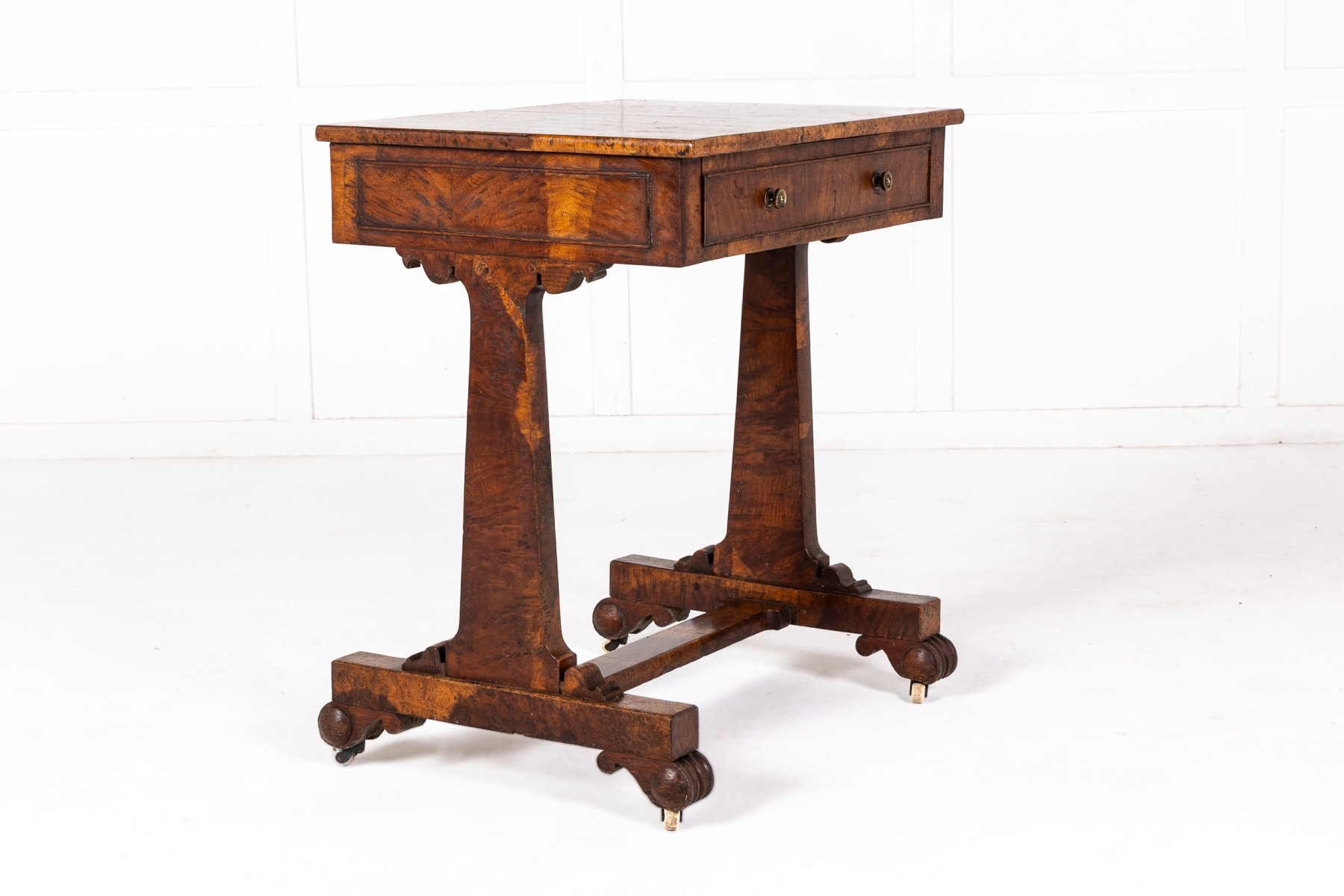 19th Century Late Regency English Burr Oak Side Table
