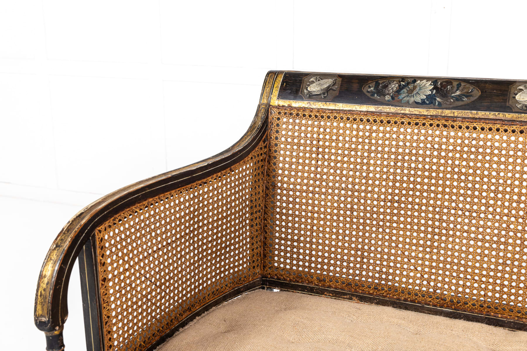 19th Century English Regency Painted and Gilt Decorated Settee
