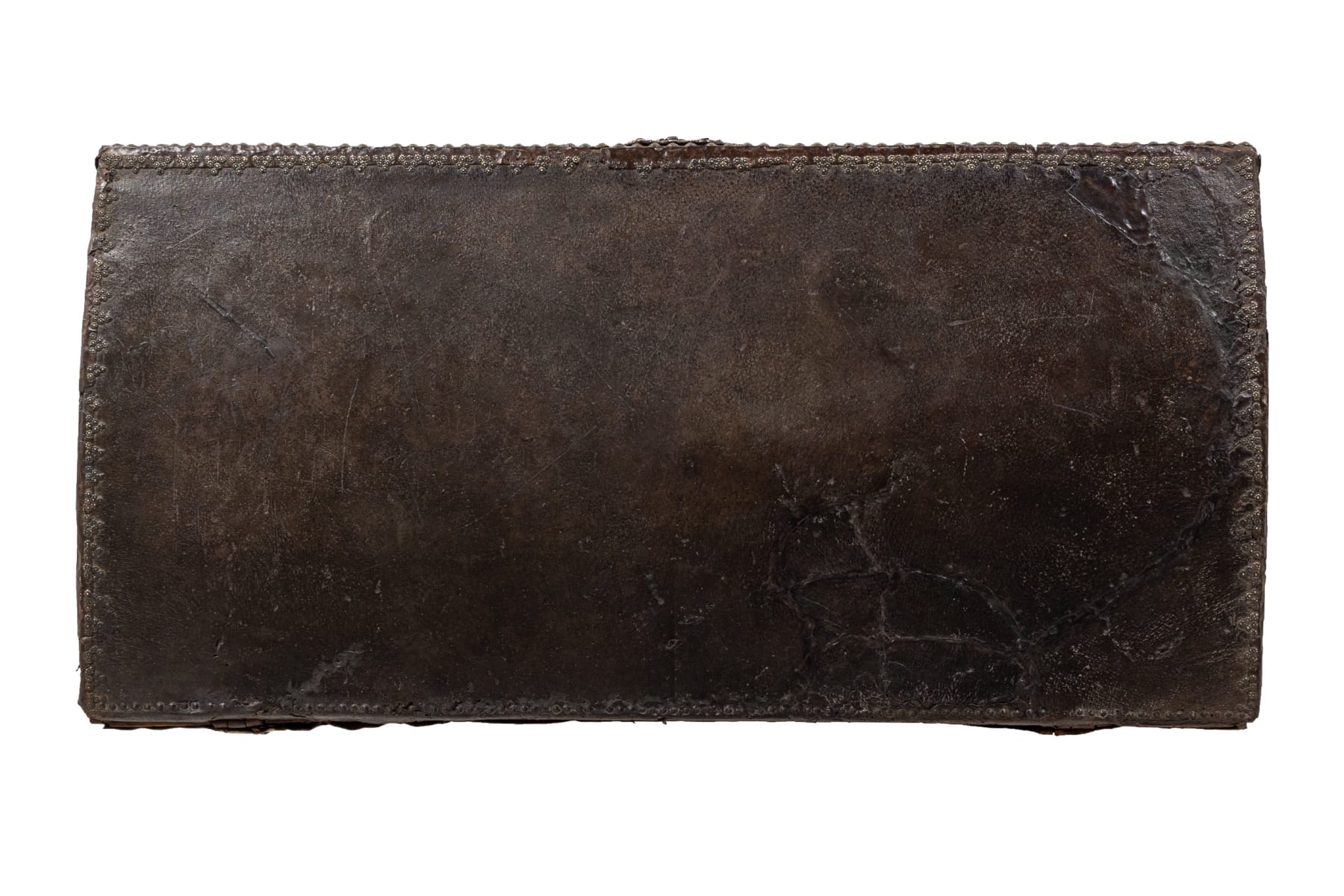 17th Century French Brass Studded Leather Chest