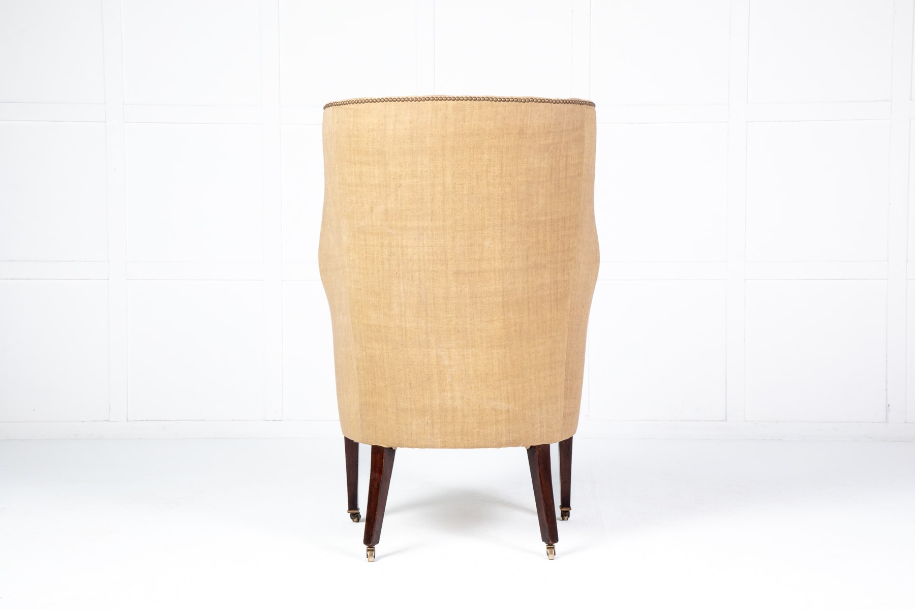 19th Century English Mahogany Barrel Back Wing Chair