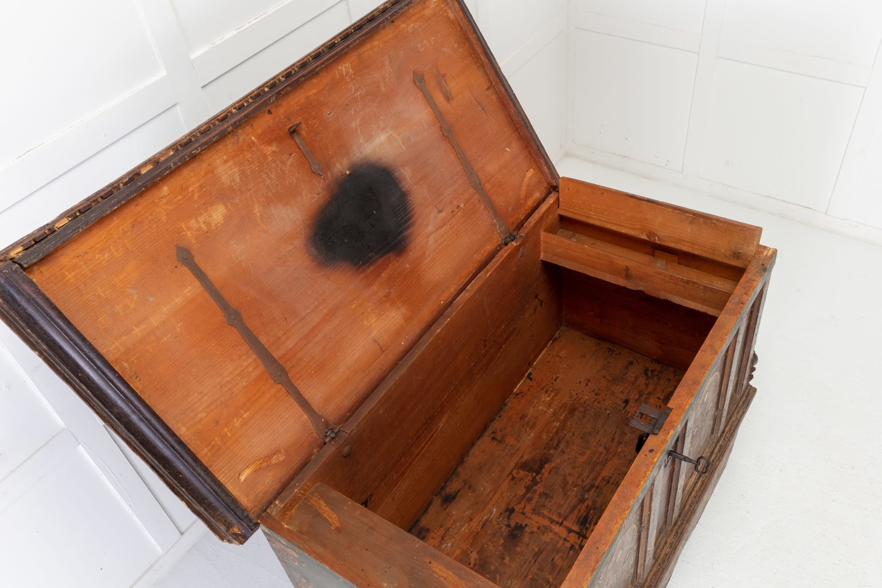18th Century Painted Trunk on Stand