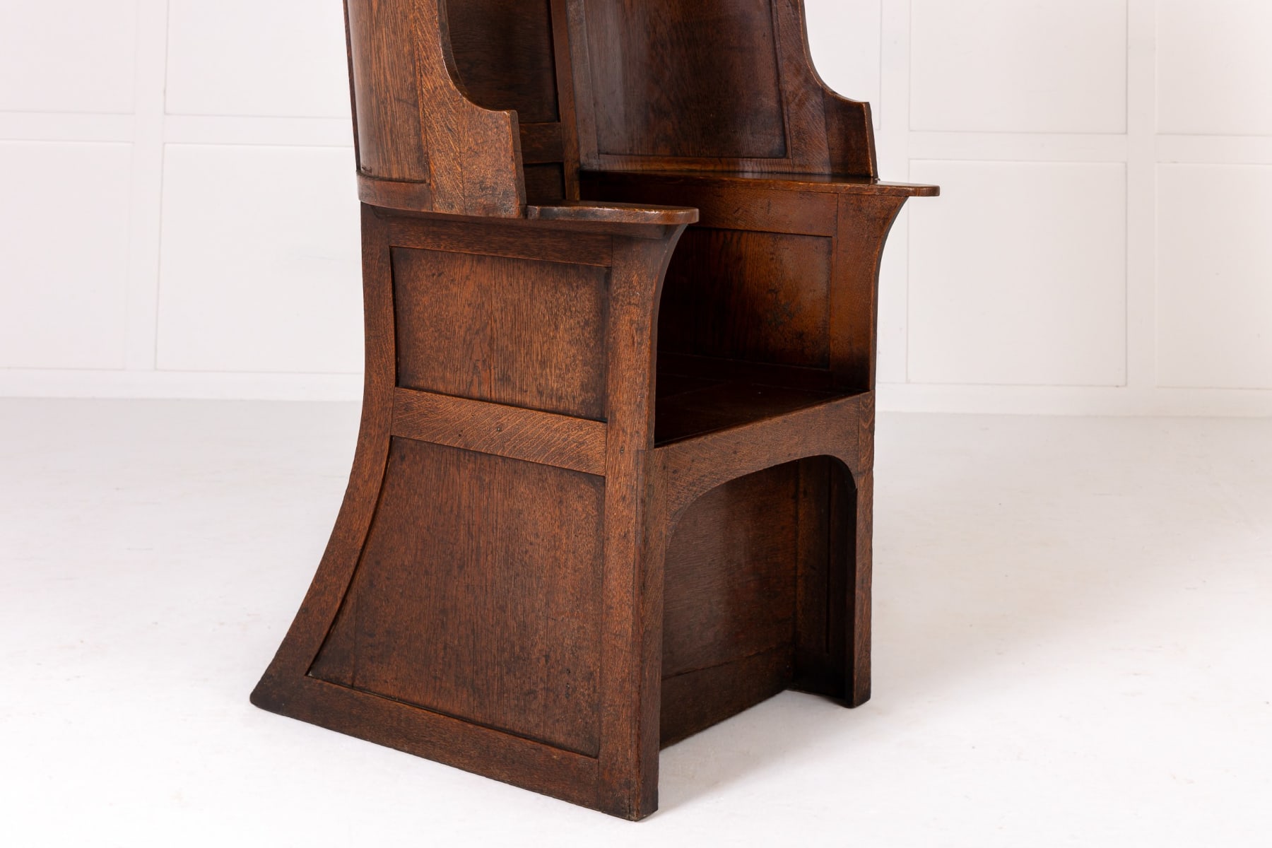 Large Late 18th Century English Oak Hooded Chair