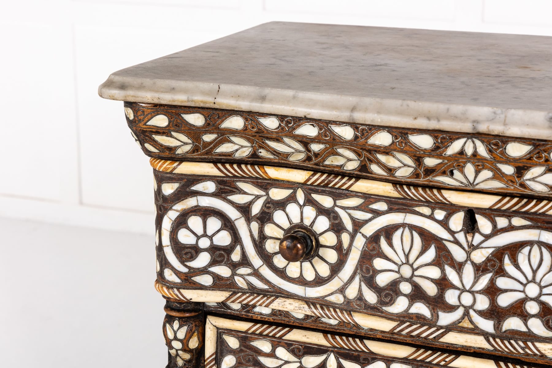 19th Century Syrian Hardwood and Mother of Pearl Inlaid Chest of Drawers