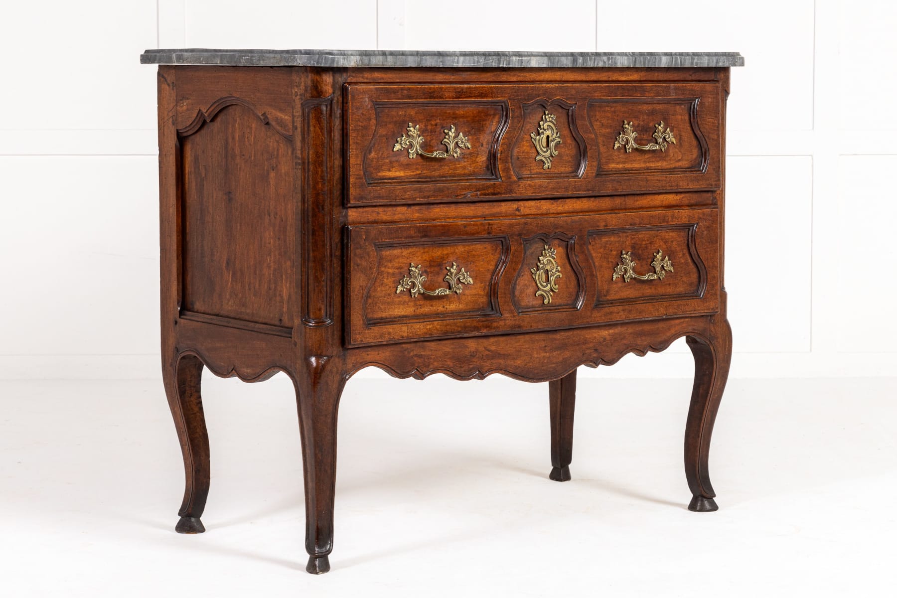 Mid 18th Century French Walnut Commode with Marble Top