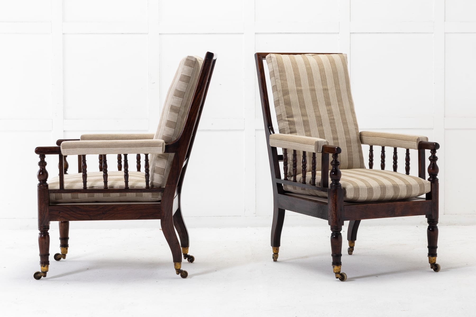 Pair of Large 19th Century English Simulated Rosewood Armchairs