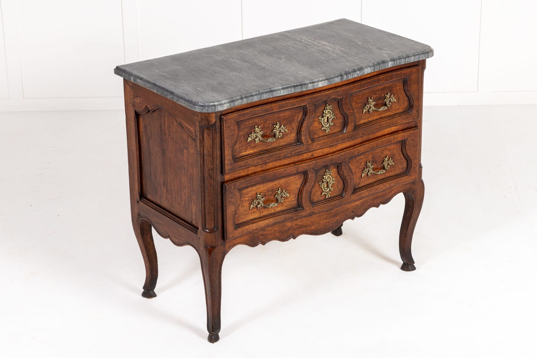 Mid 18th Century French Walnut Commode with Marble Top