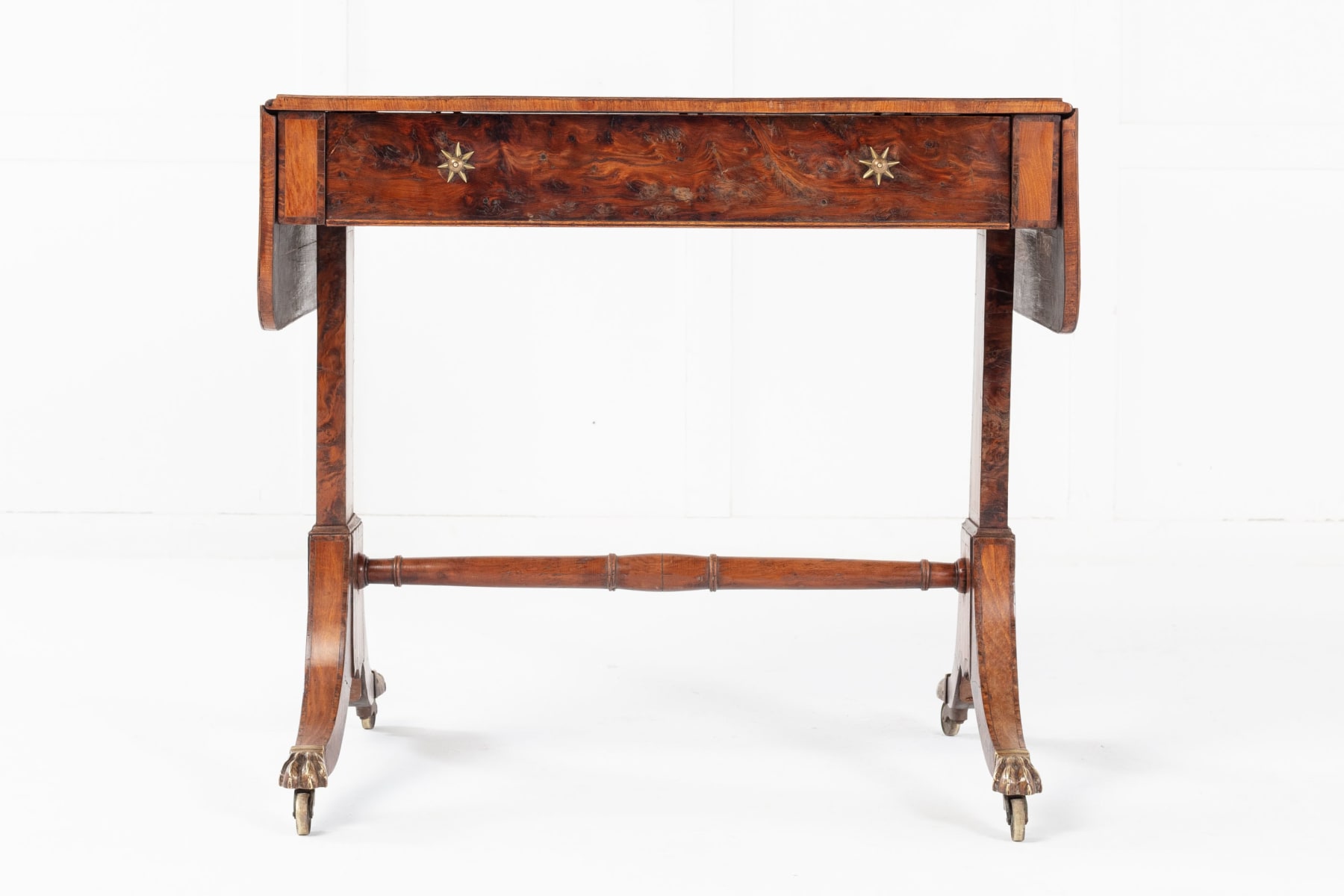 SOLD, 19th Century English Regency Burr Yew Sofa Table