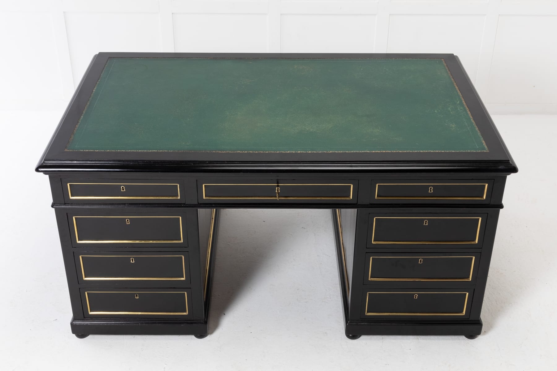 French Ebonised Pedestal Desk C.1900