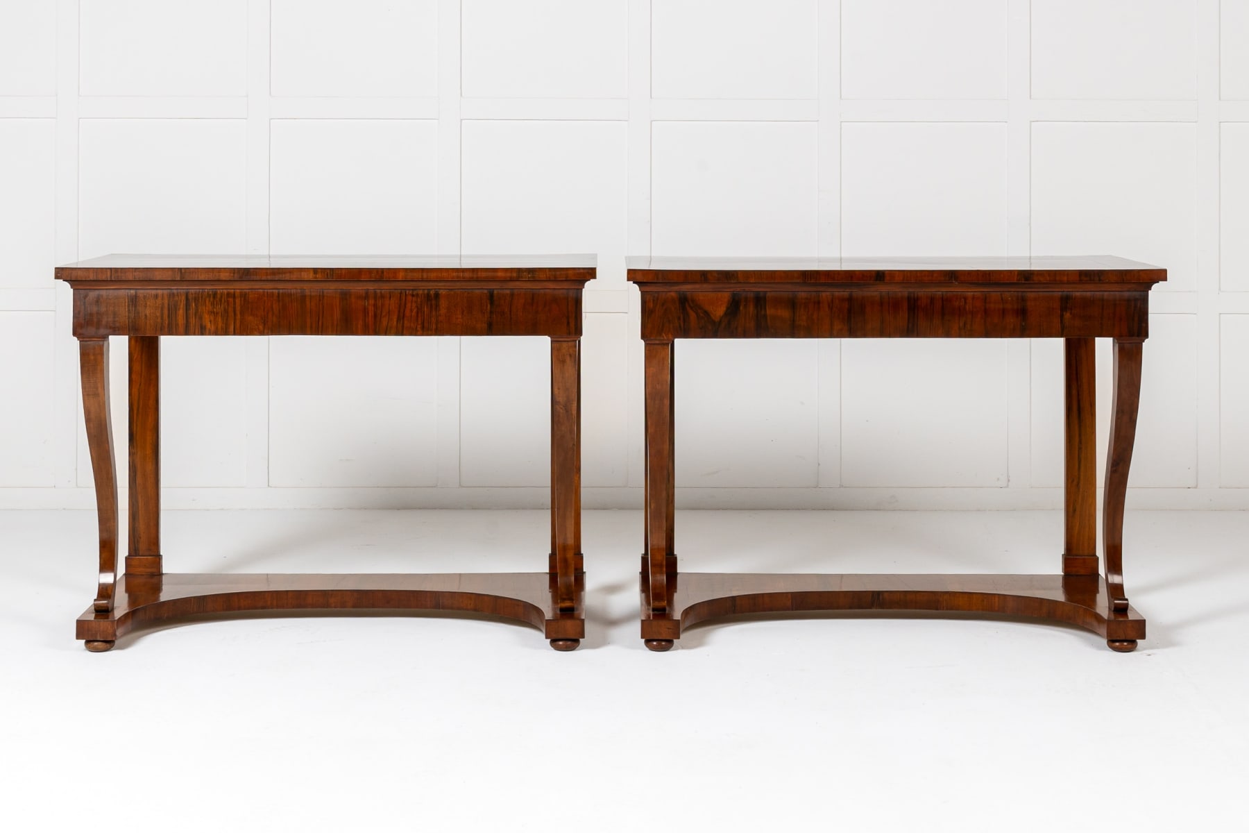 Pair of 19th Century Italian Walnut Console Tables