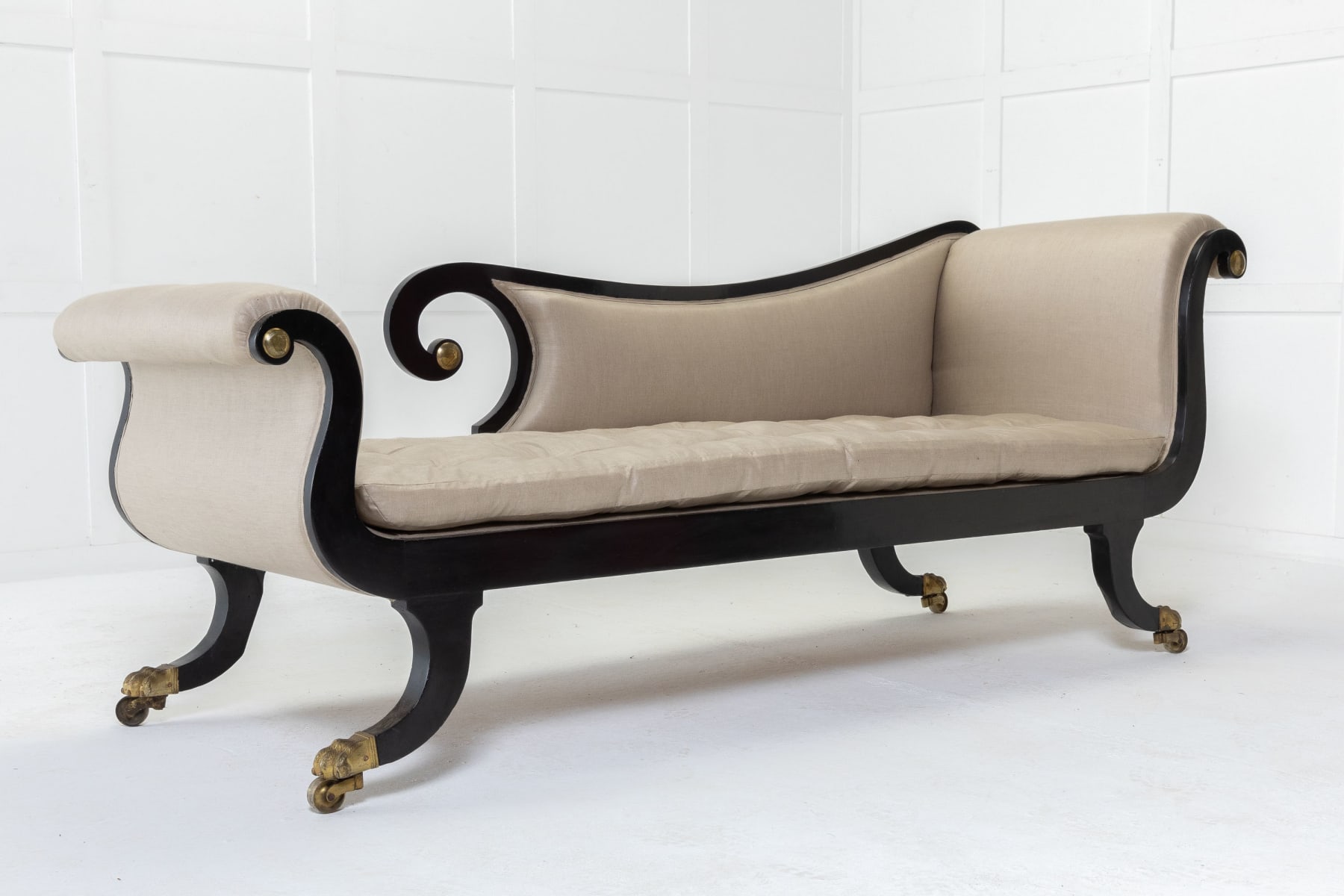 19th Century Ebonised Chaise Longue