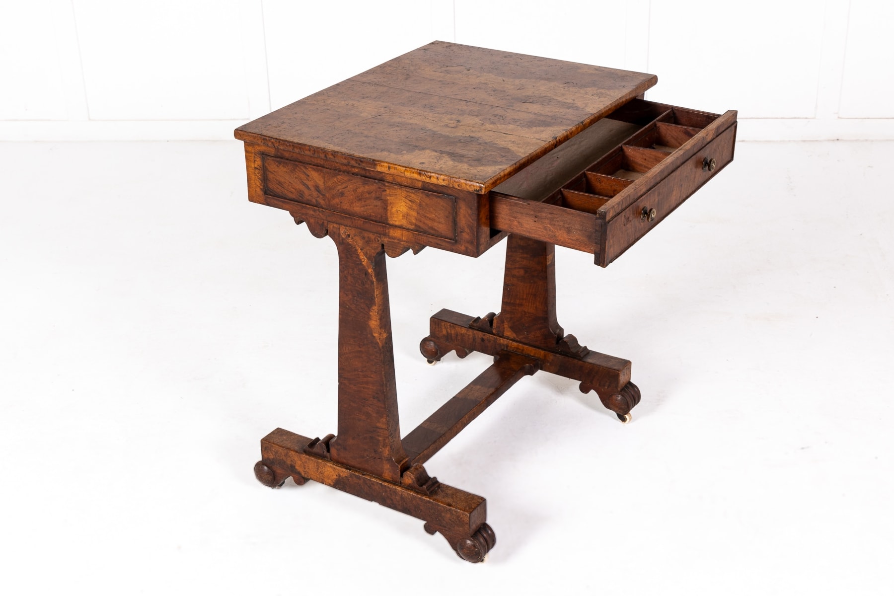 19th Century Late Regency English Burr Oak Side Table