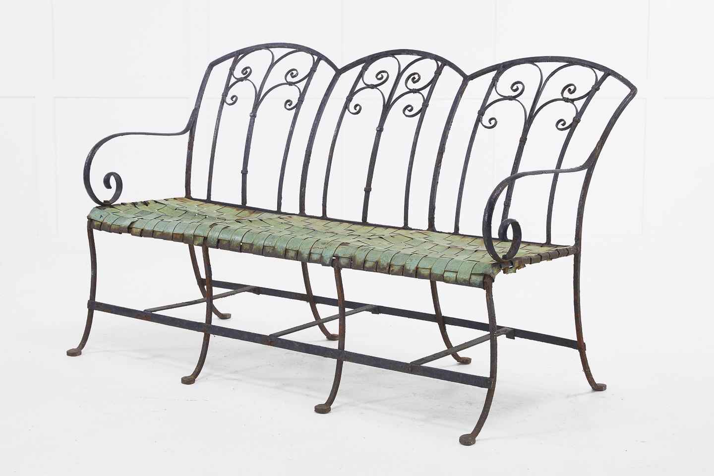 1940s French Wrought Iron and Copper Seated Bench