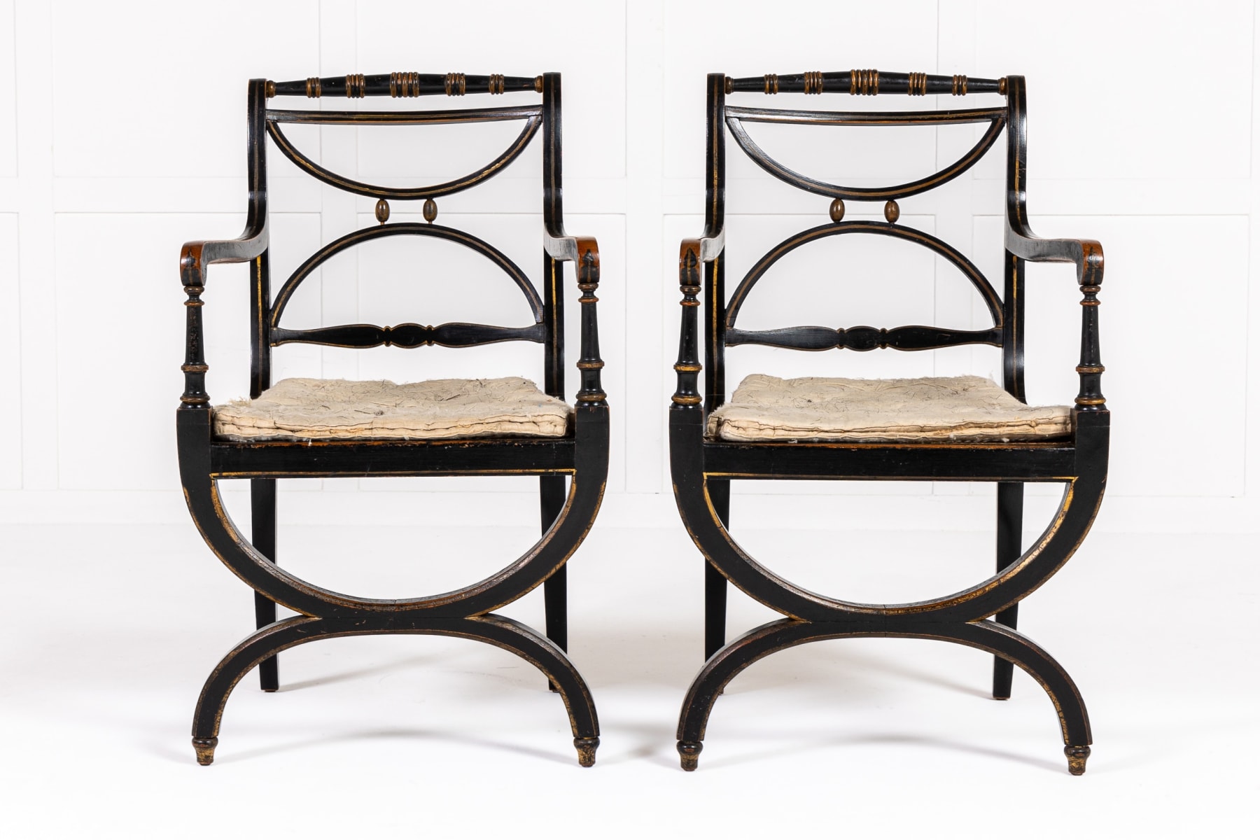 Pair of 19th Century Painted Armchairs