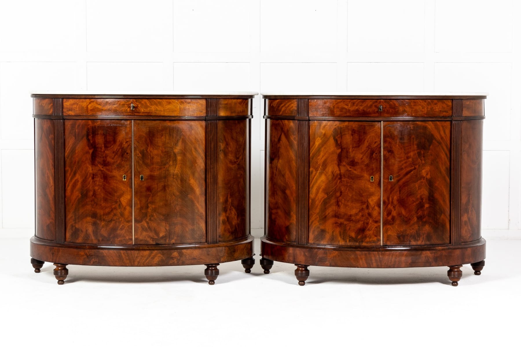 Pair of Early 19th Century Mahogany Demi Lune Cabinets