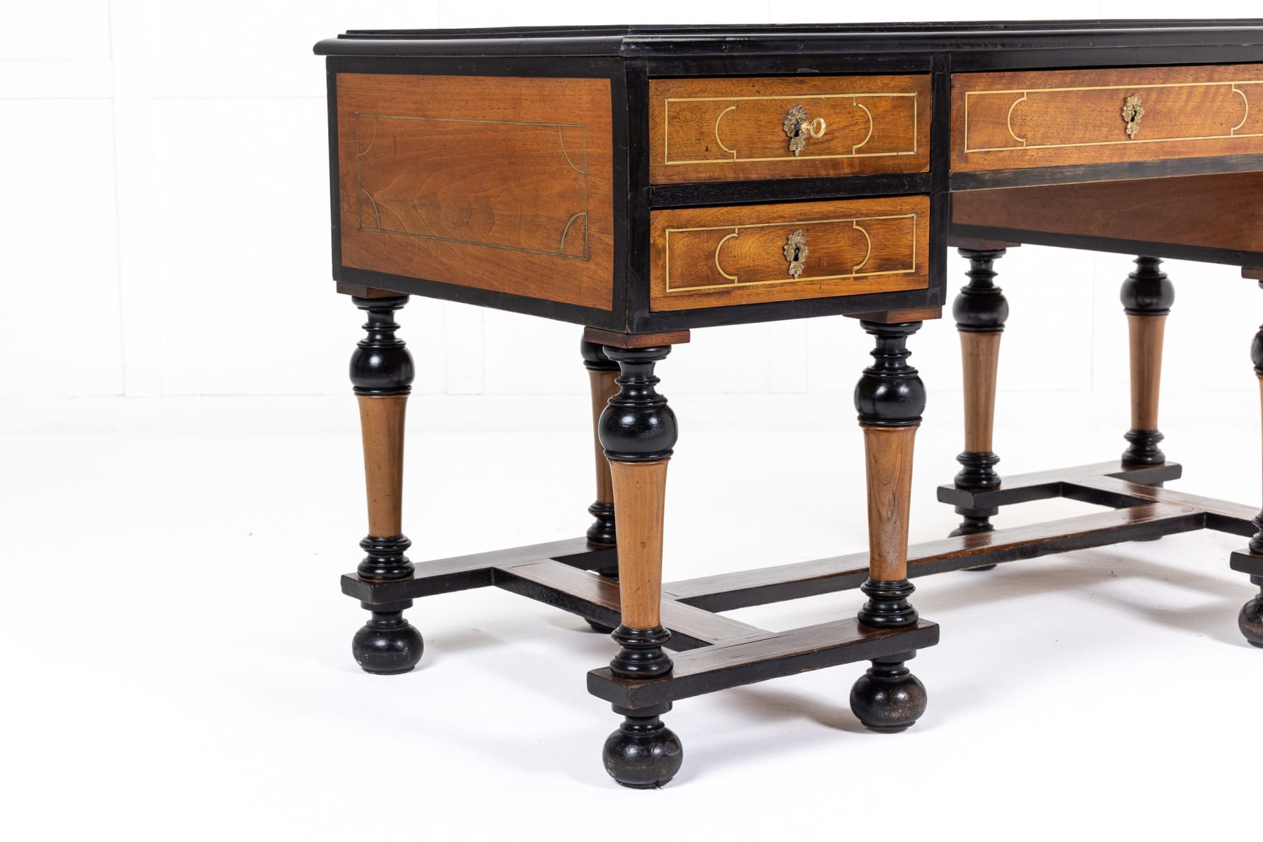 19th Century French Ebonised Walnut Desk