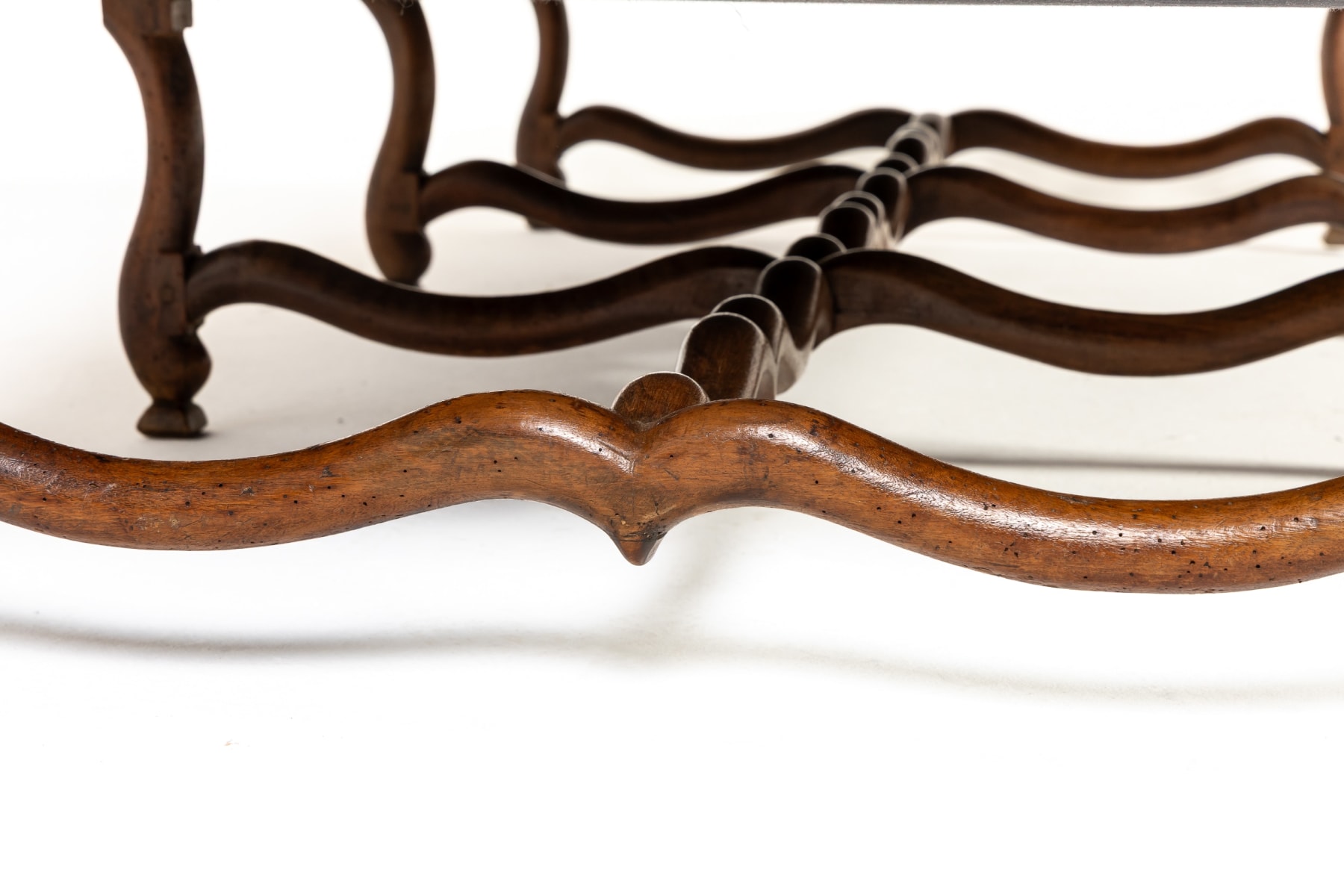 Large 18th Century French Walnut Os de Mouton Stool