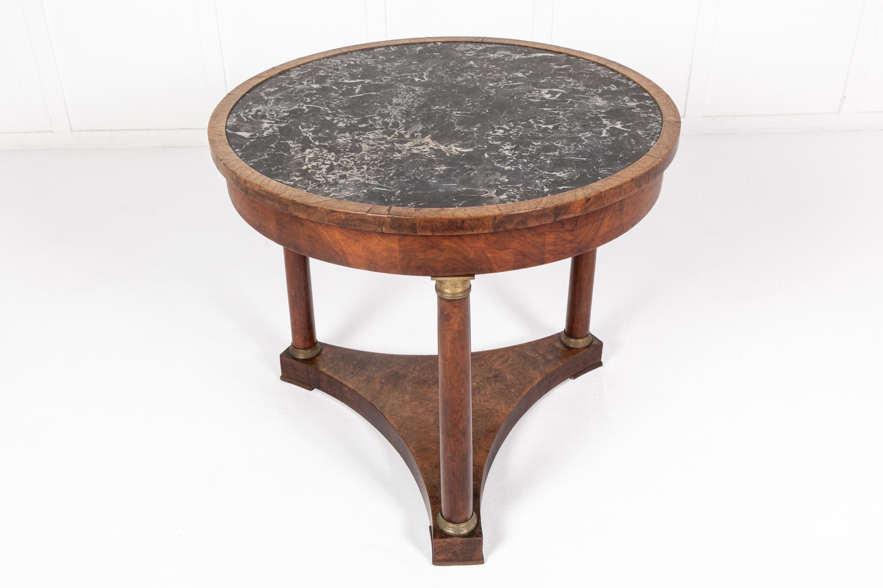19th Century French Walnut Guéridon with Marble Top