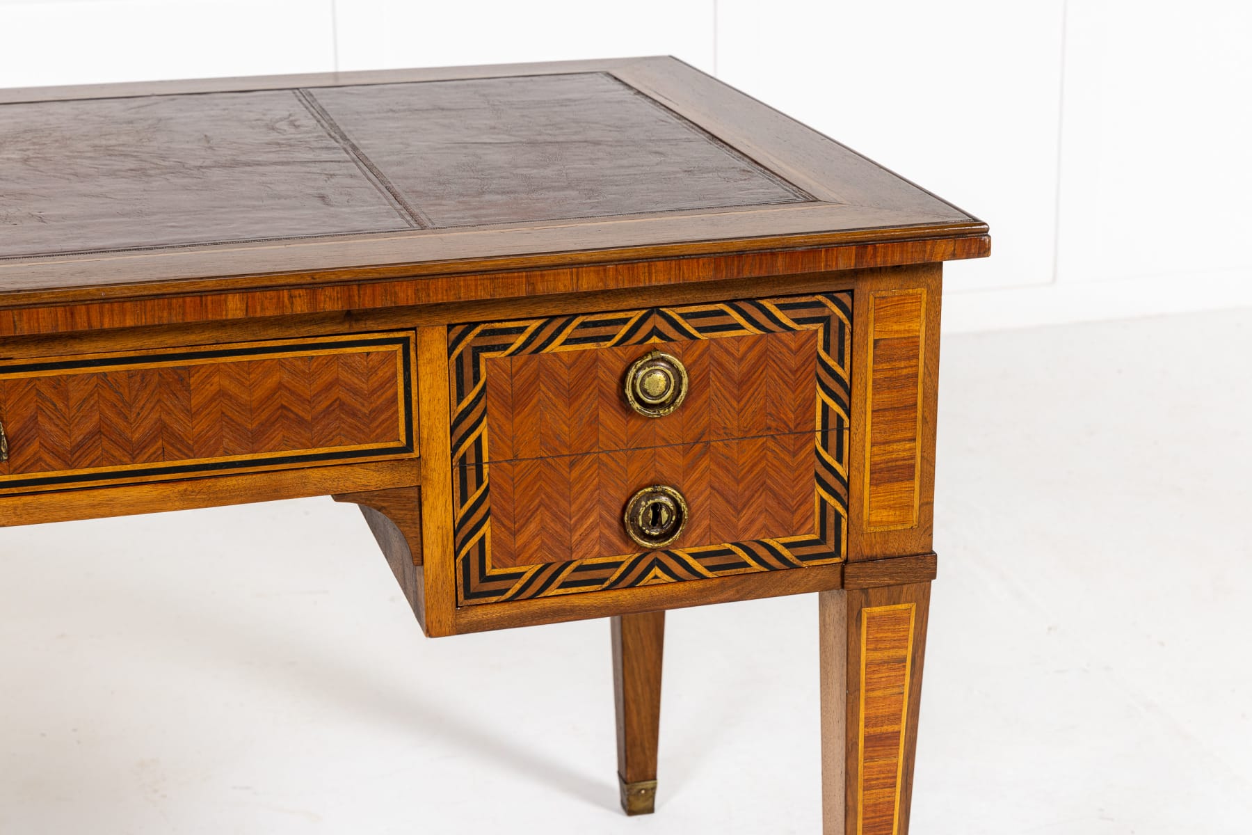 19th Century French Walnut and Tulipwood Parquetry Bureau Plat