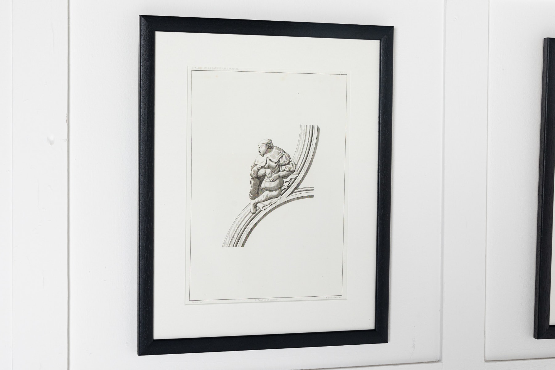 Set of Nine 19th Century Framed Engravings of Cathedral d'Auch - France