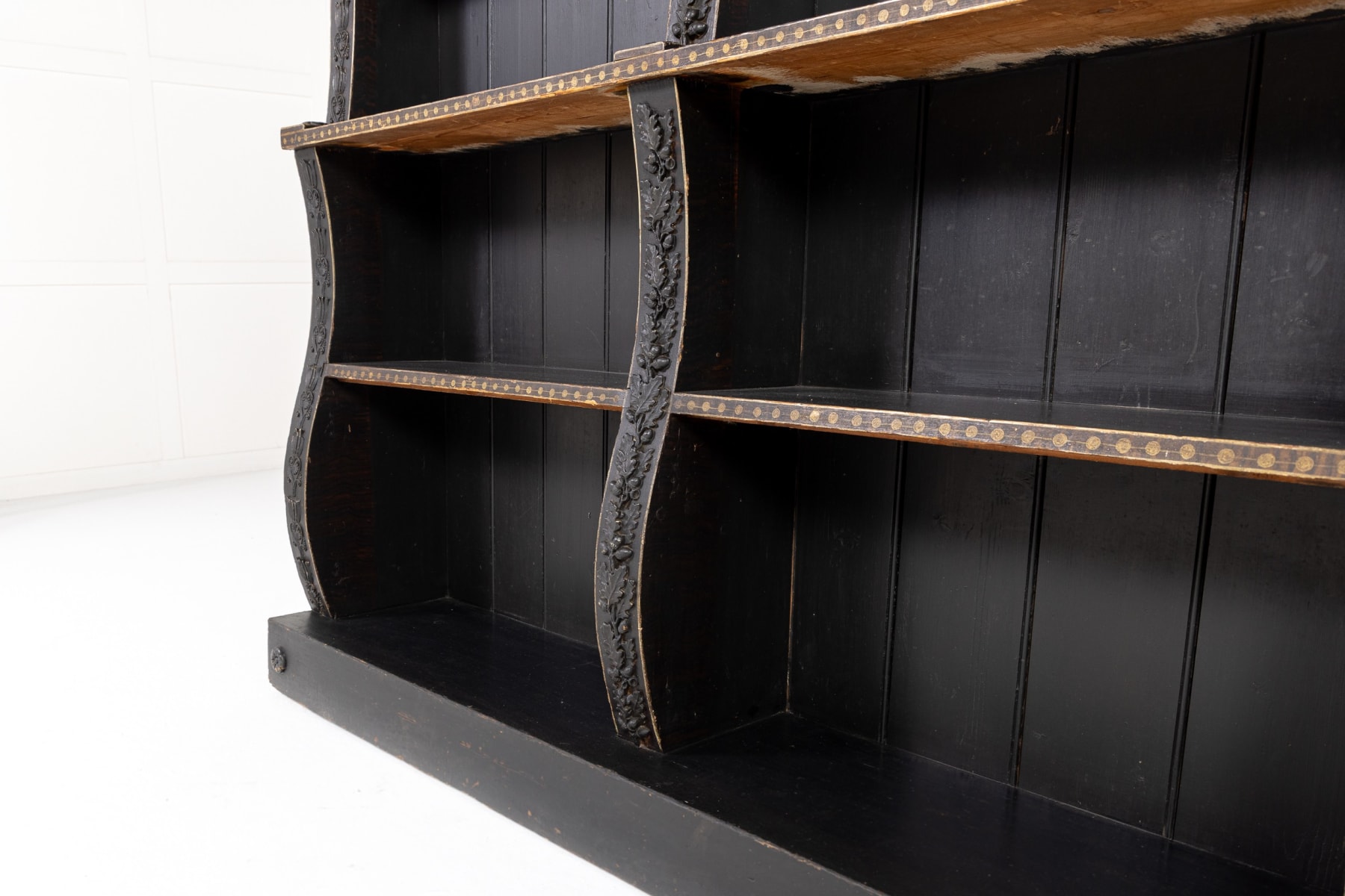 19th Century English Regency Painted Open Bookcase