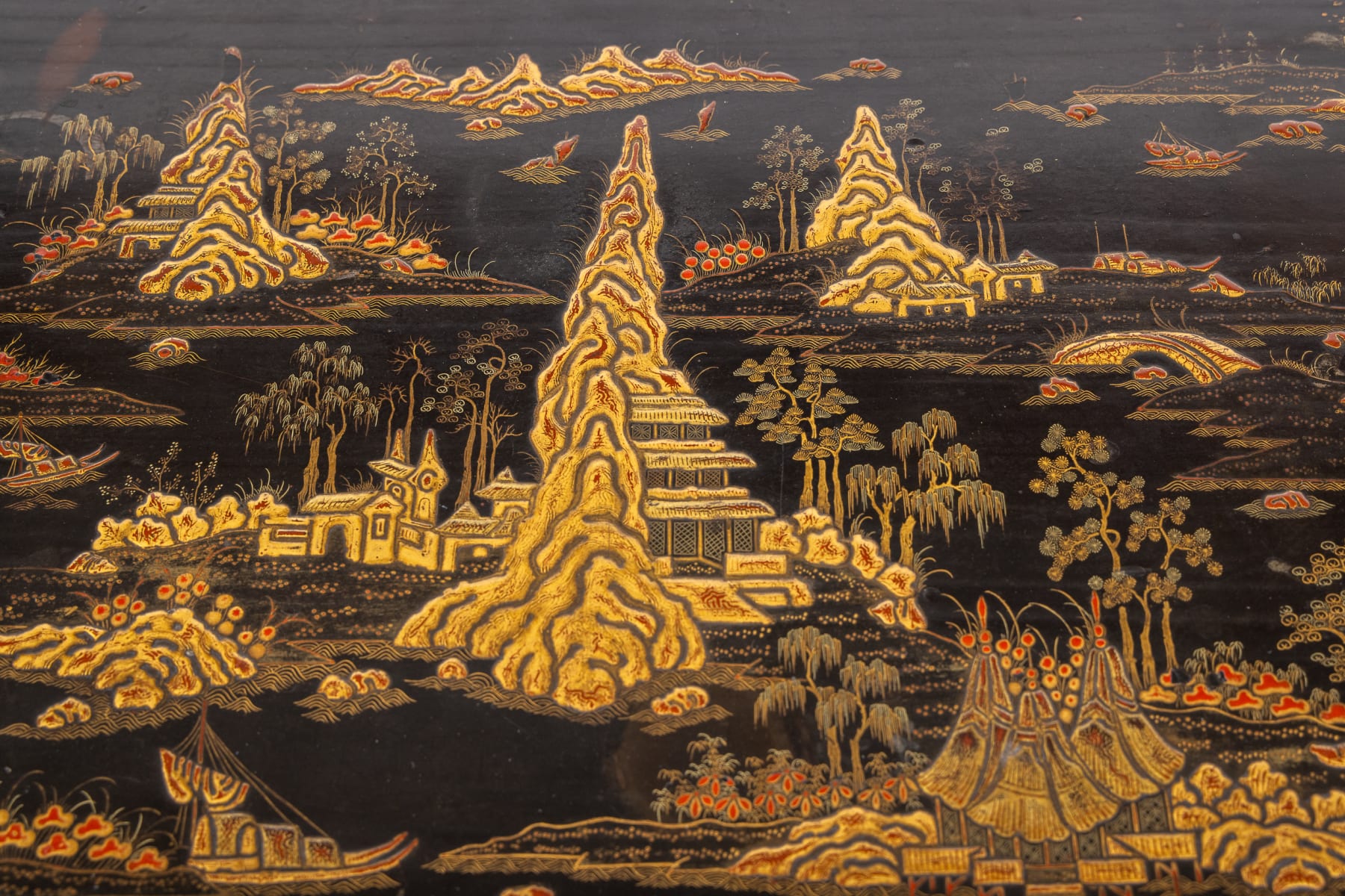 19th Century Chinese Export Lacquer Games Table