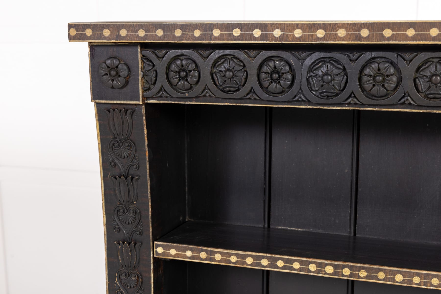 19th Century English Regency Painted Open Bookcase