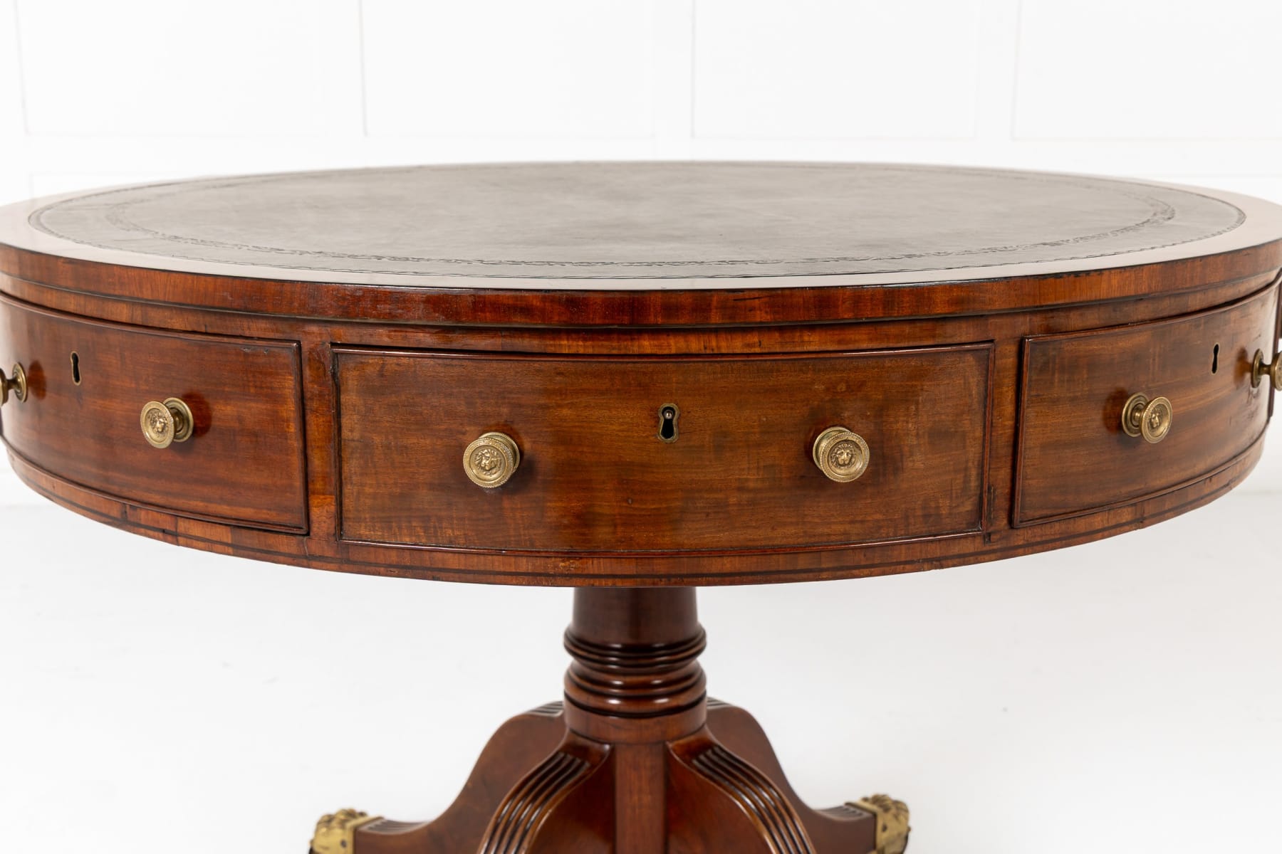 19th Century English Regency Mahogany Drum Table