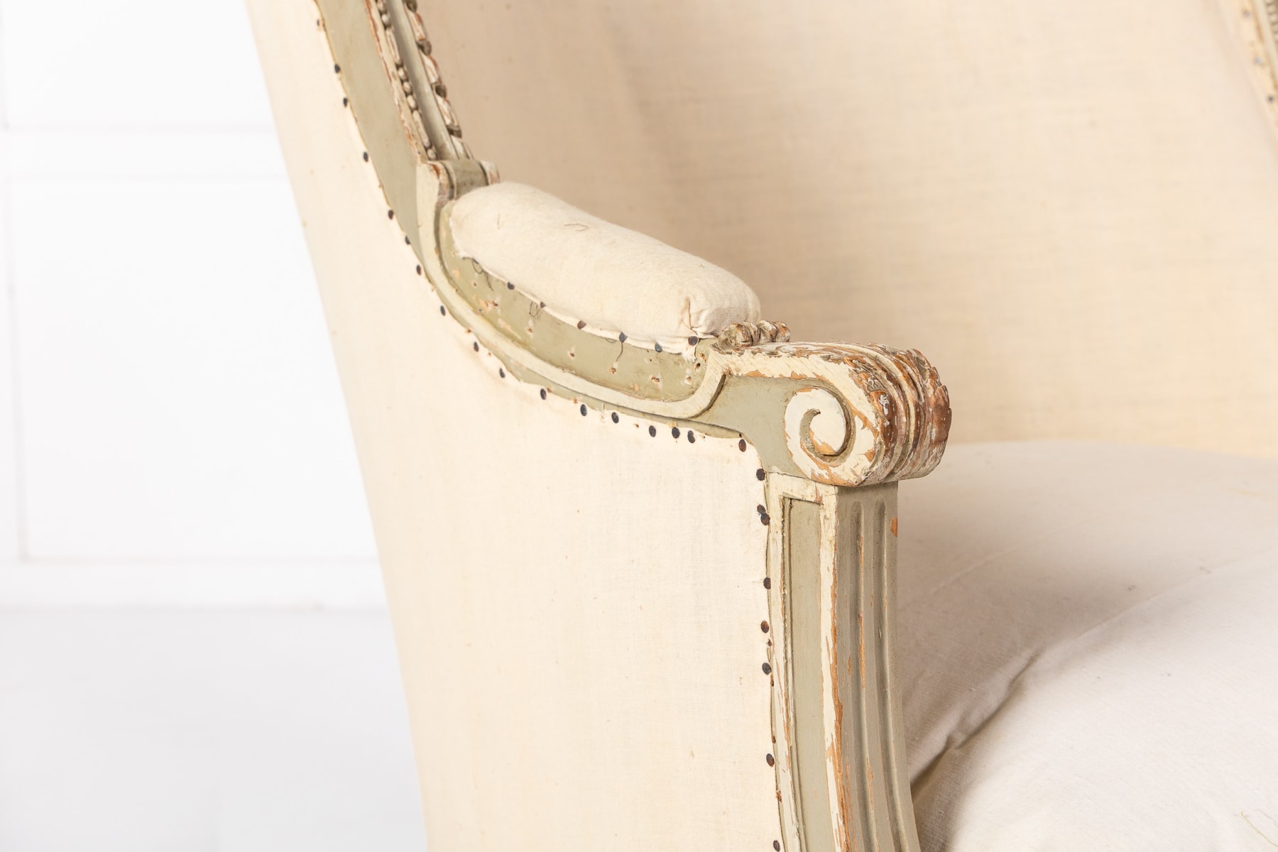 Pair of French Louis XVI Style Painted Bergère Armchairs