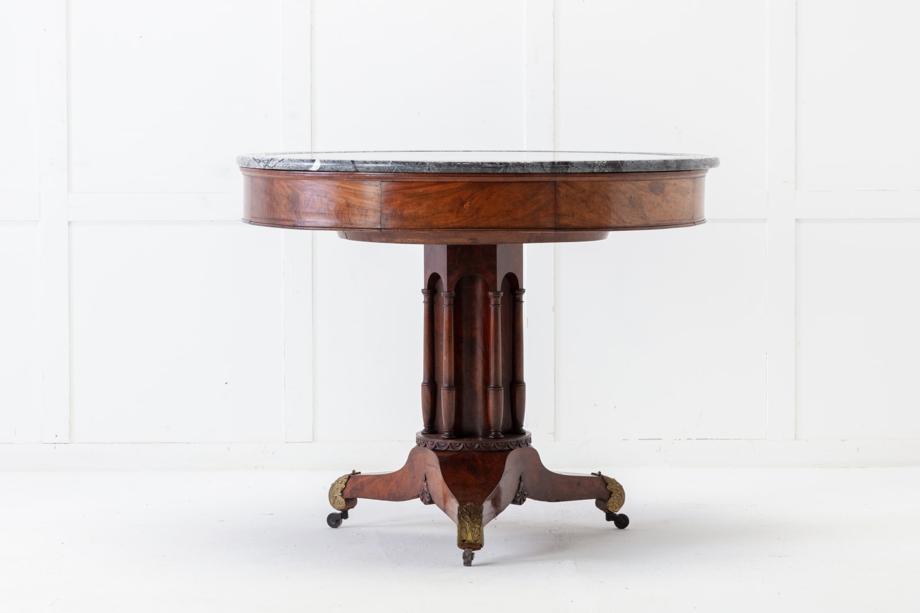 SOLD, Early 19th Century French Mahogany Circular Table with Marble Top