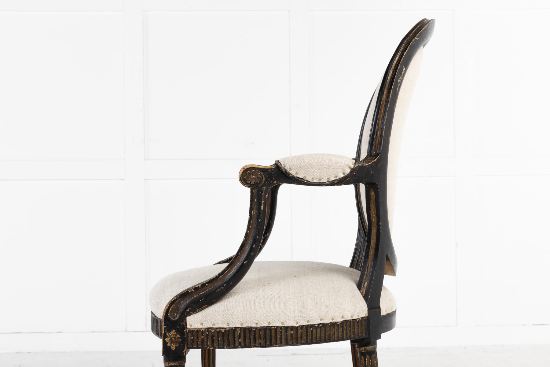 Pair of George III Painted and Gilt Armchairs