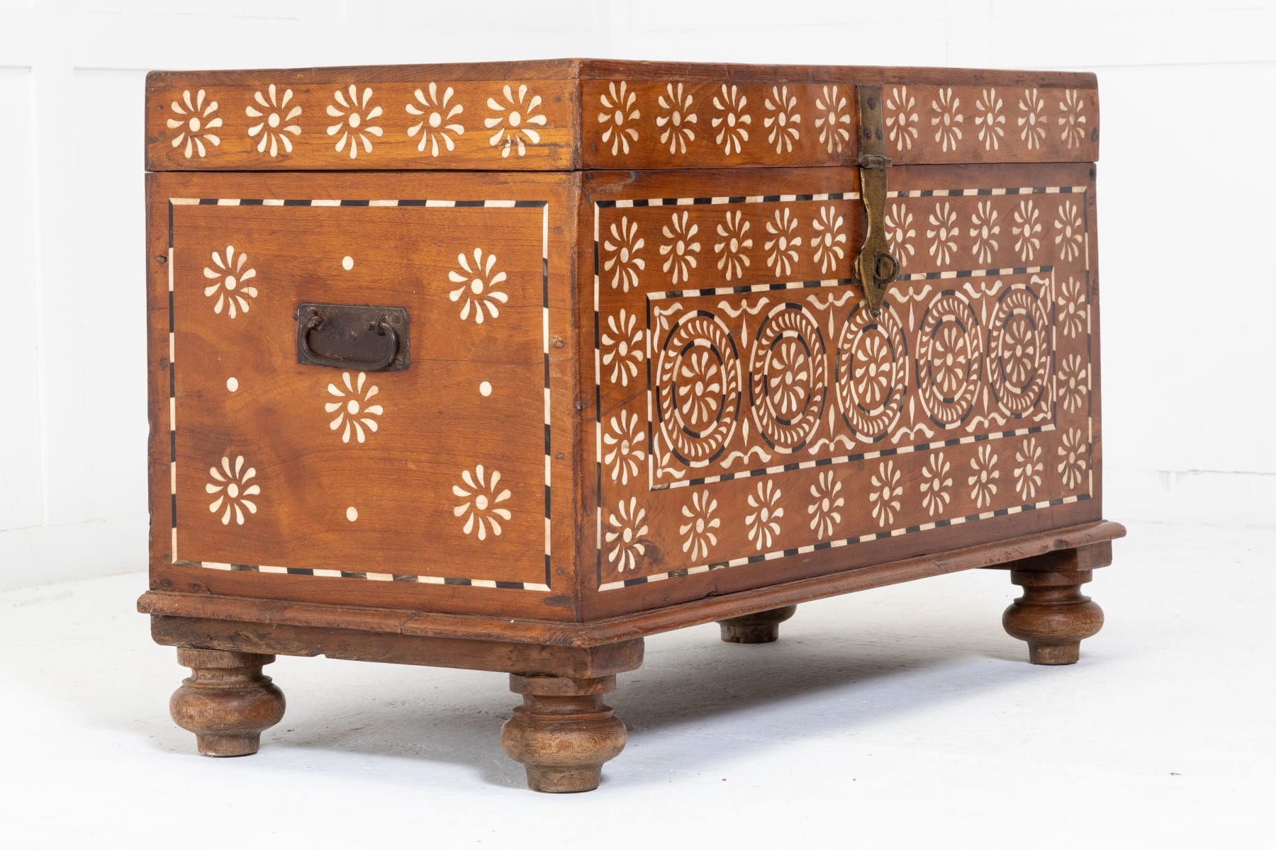 Anglo Indian Inlaid Teak Trunk
