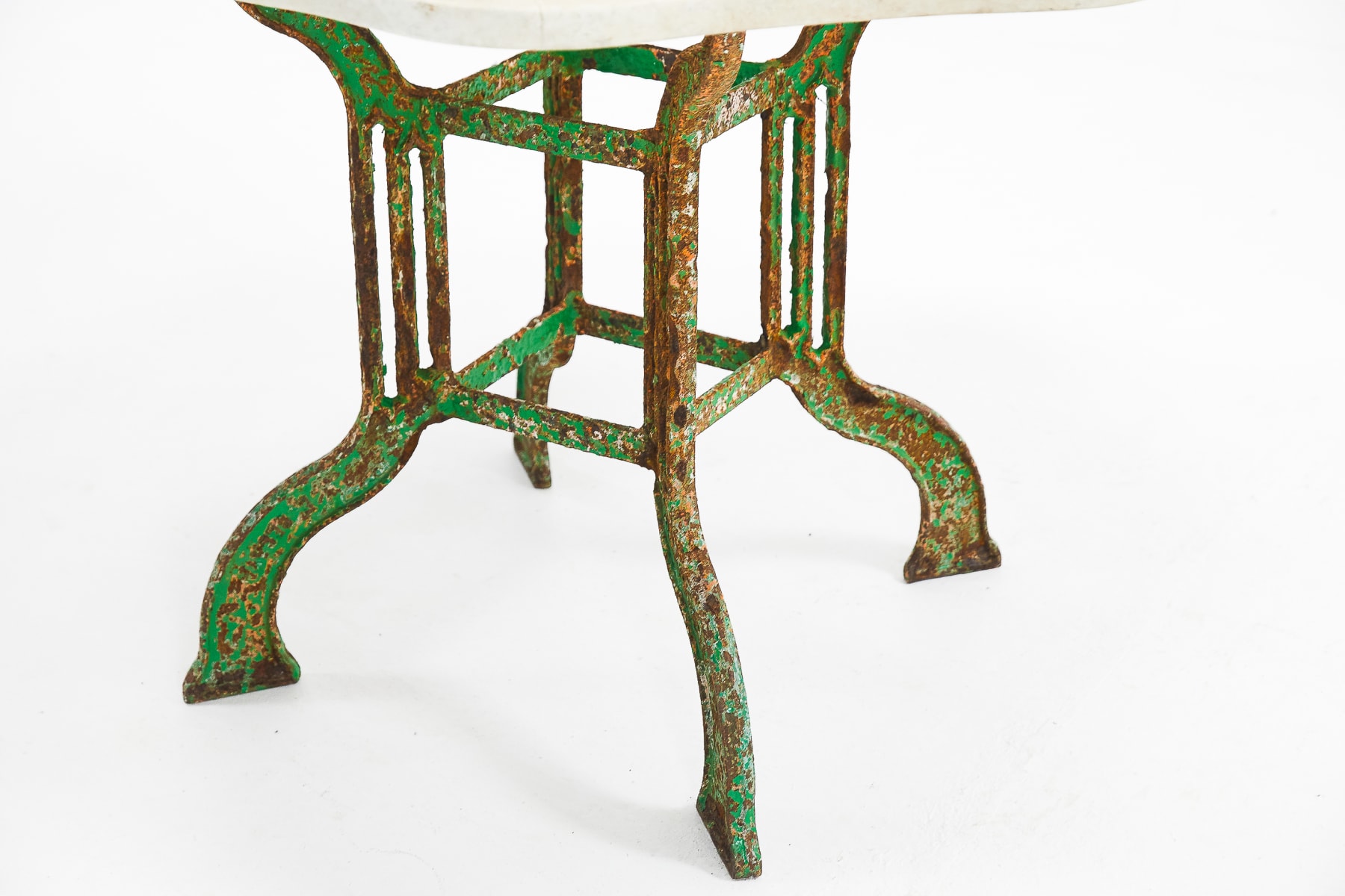 SOLD, 1940s French Marble Top Table on Iron Base