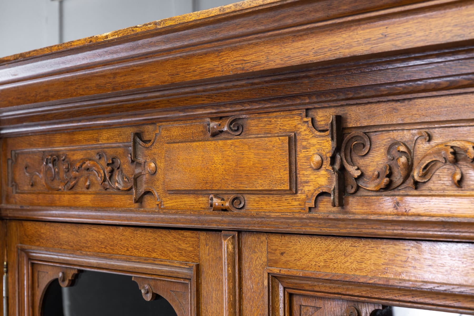 19th Century French Oak Breakfront Bookcase/Cabinet