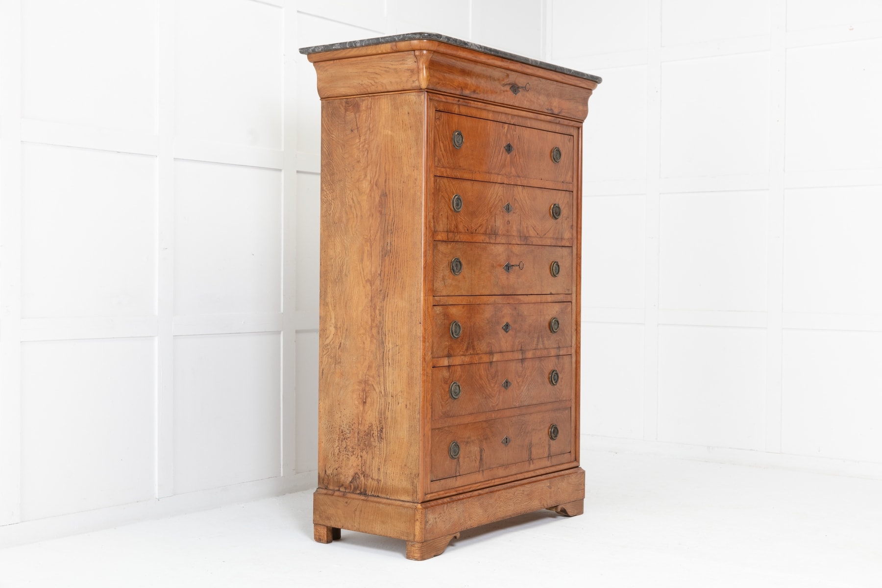 19th Century French Ash Semainier with Secrétaire Drawer