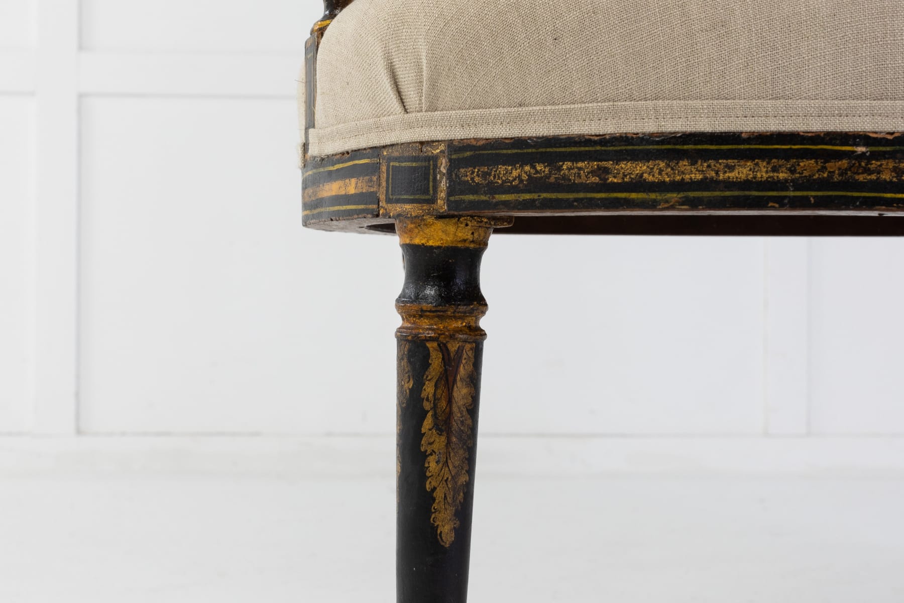 Pair of Regency Painted and Gilt Elbow Chairs